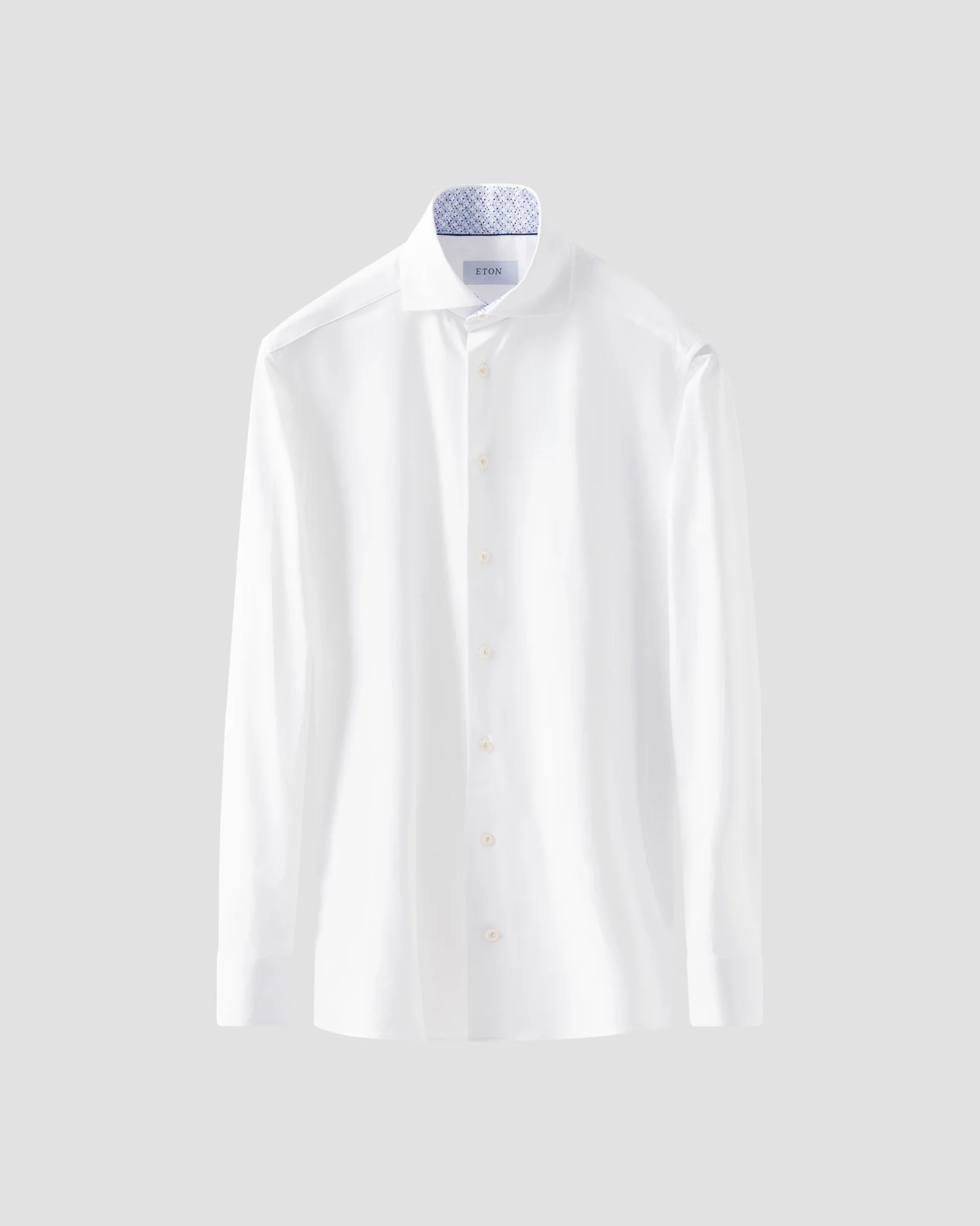 Eton - white four way stretch contrast collar