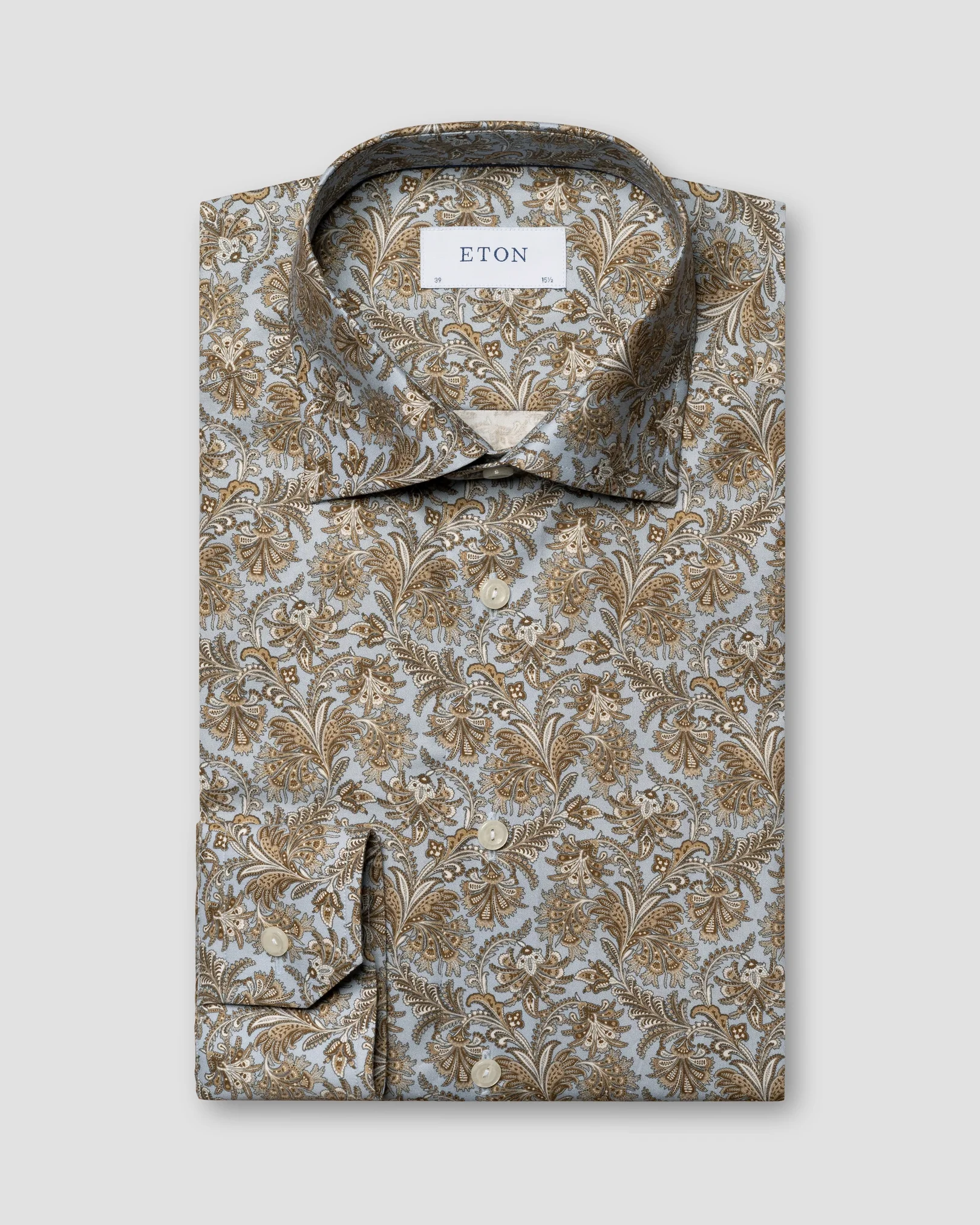 Eton - brown paisley printed shirt