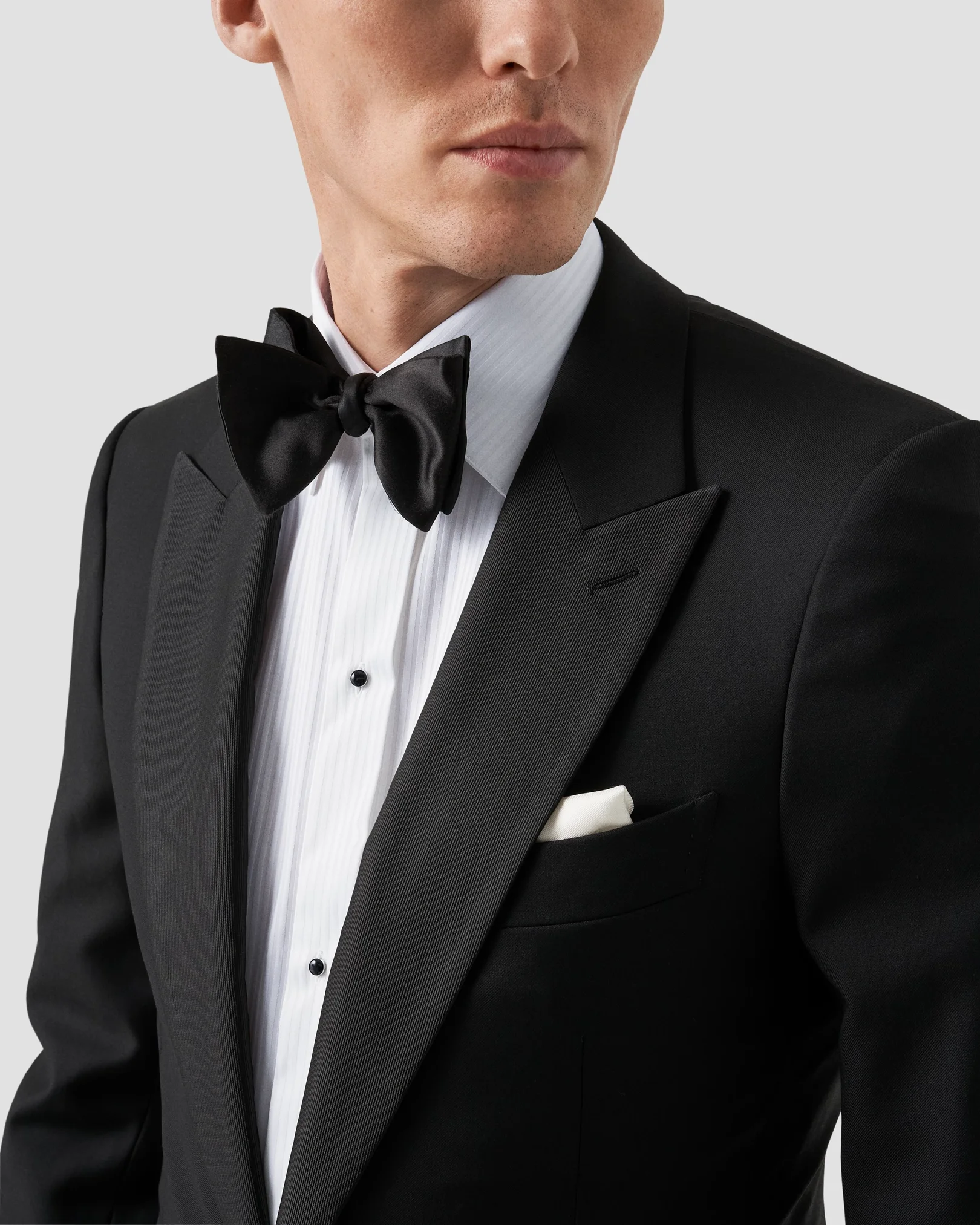 Eton - white satin striped evening shirt