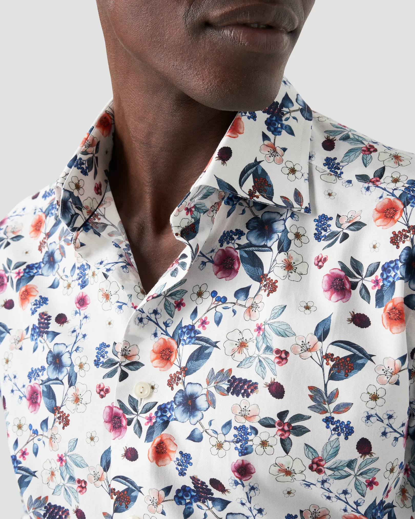 Eton - mid blue floral signature twill