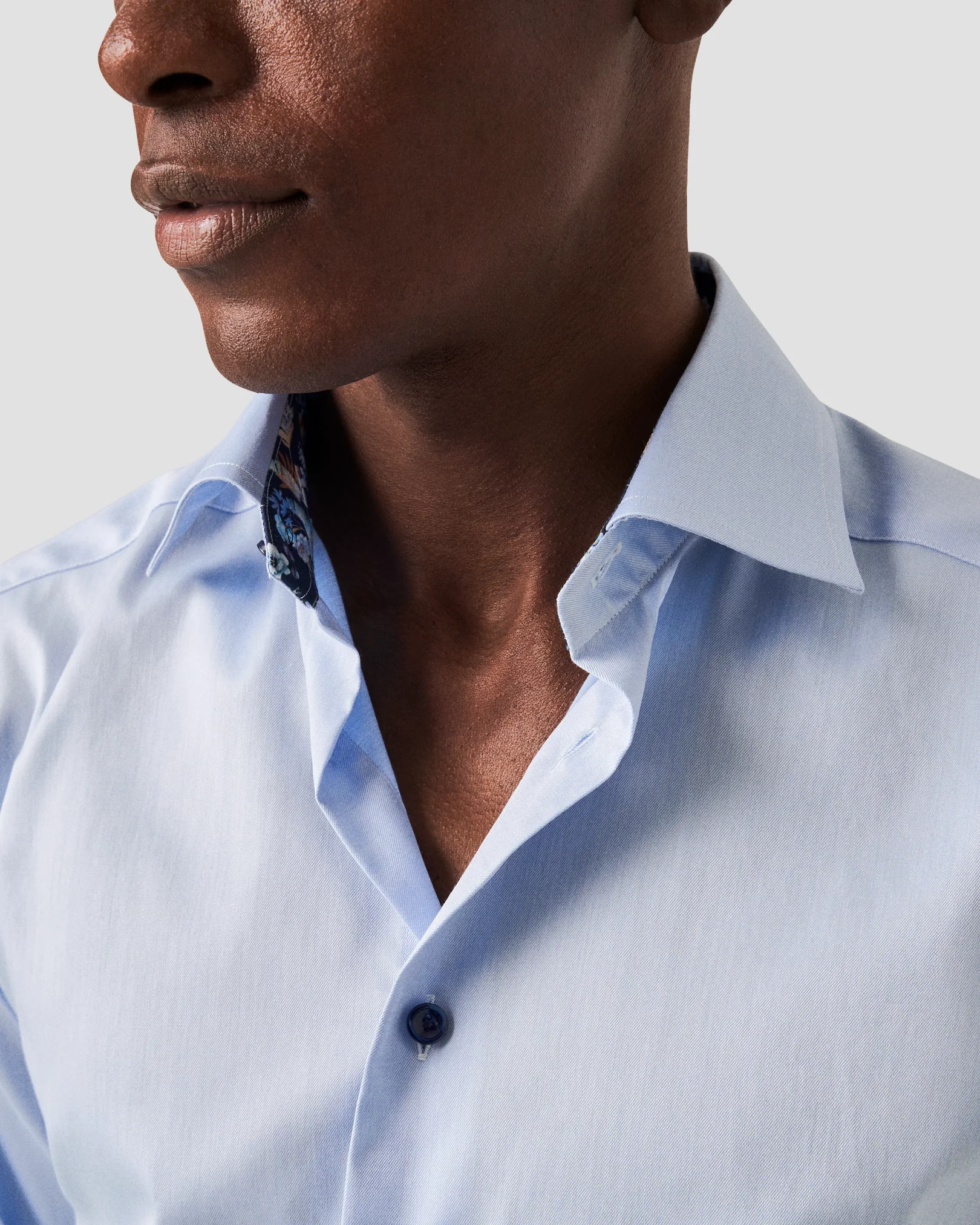 Eton - light blue floral effect shirt