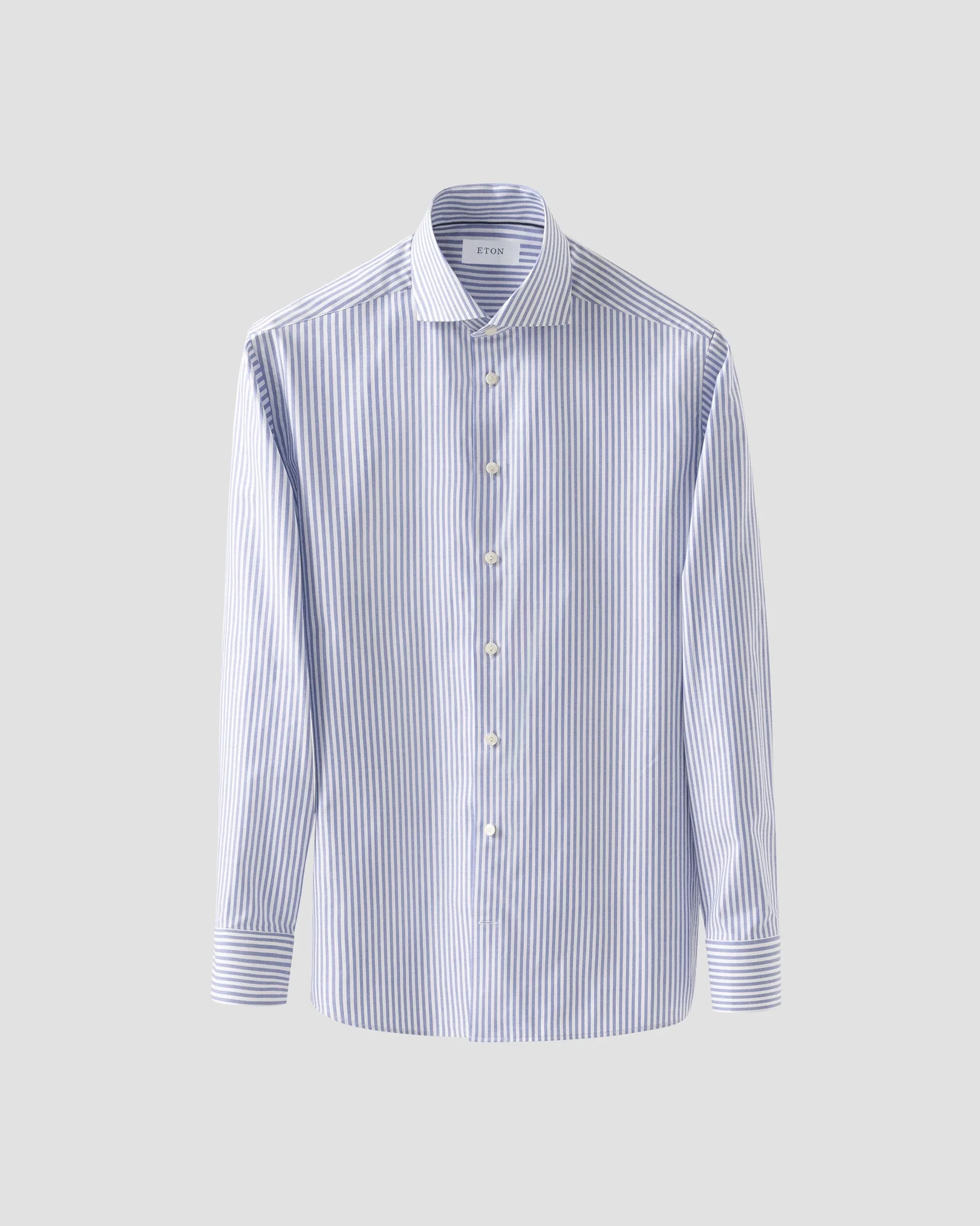 Eton - mid blue striped signature oxford shirt widespread
