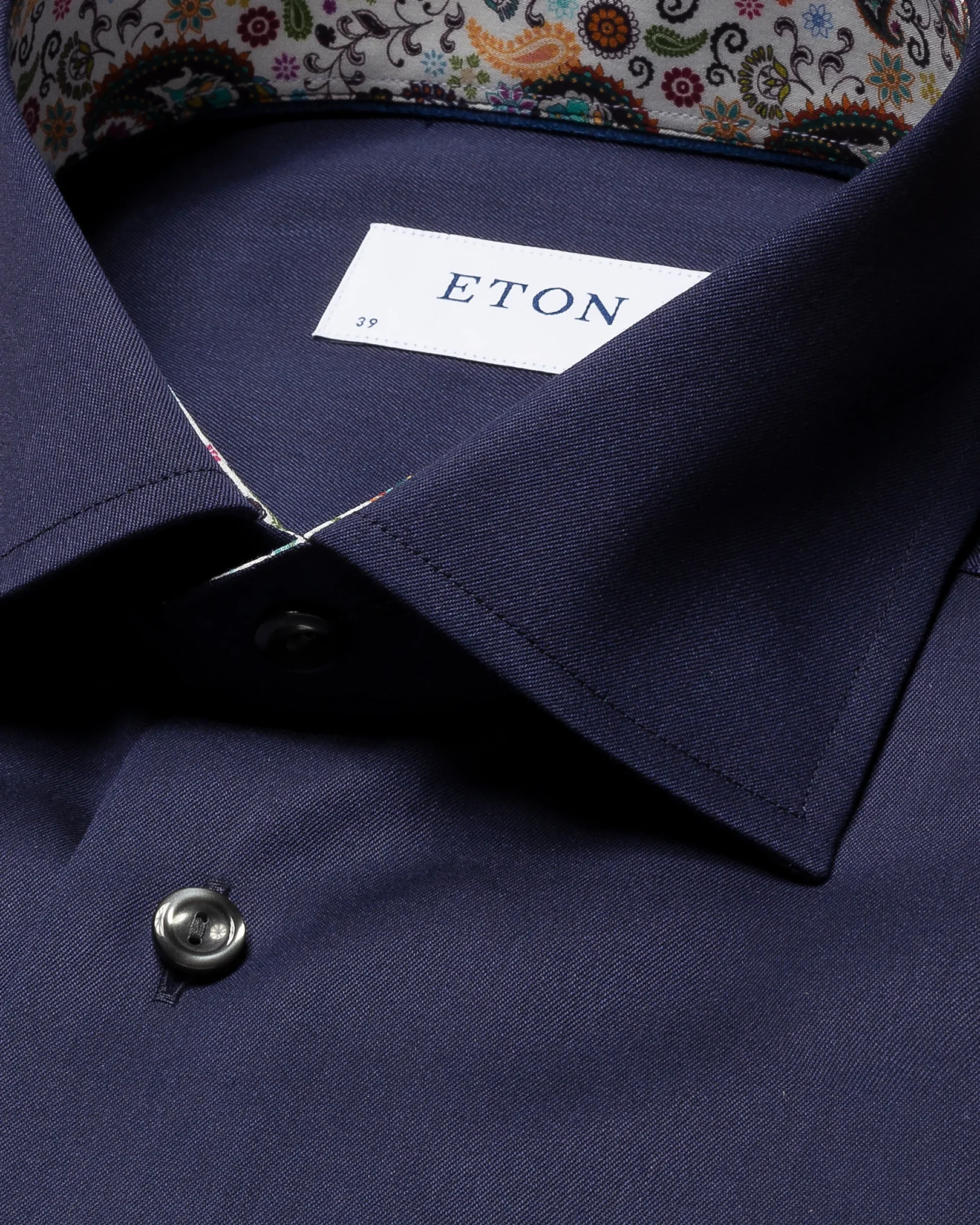 Eton - navy signature twill details shirt cut away