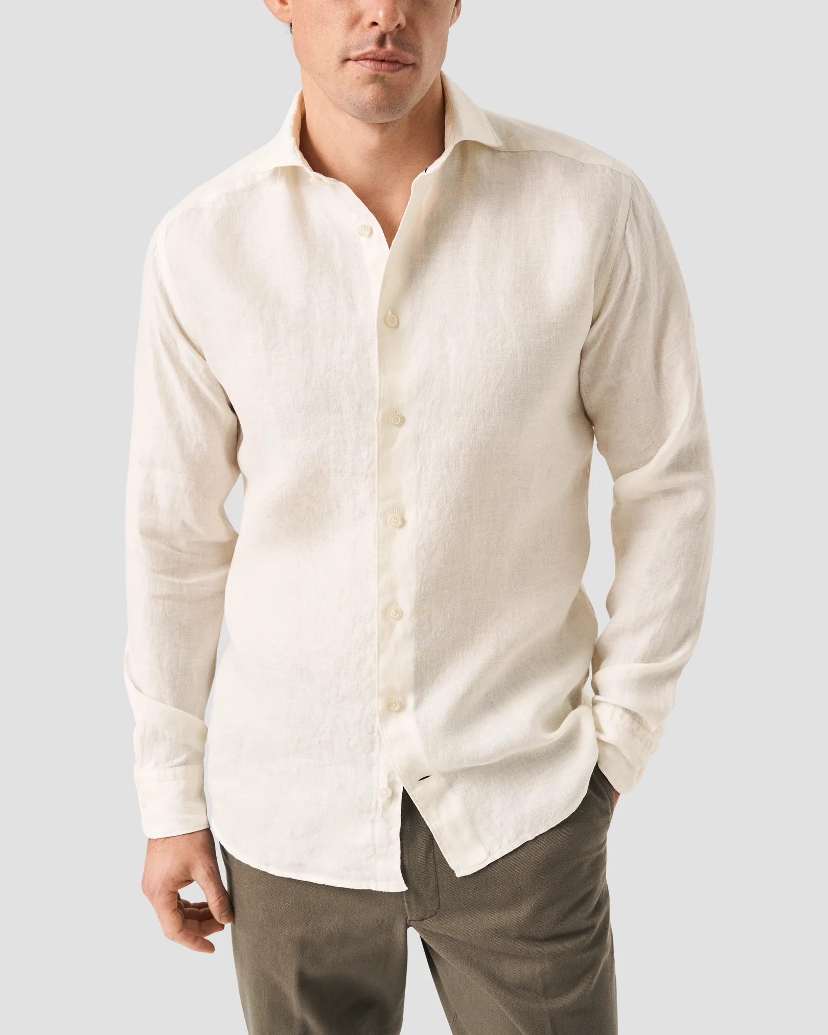 Eton - white linen wide spread shirt