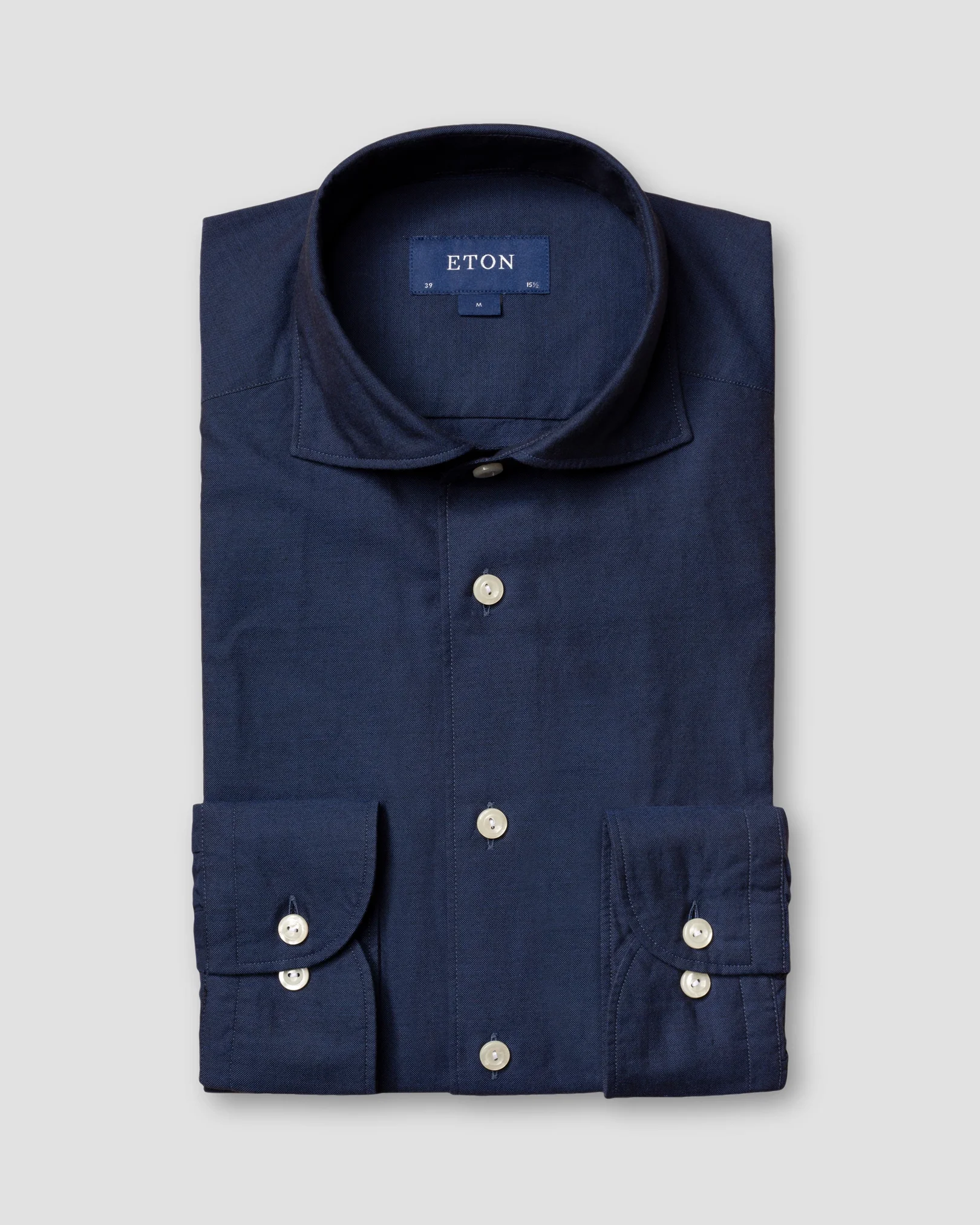 Eton - navy cotton silk shirt soft