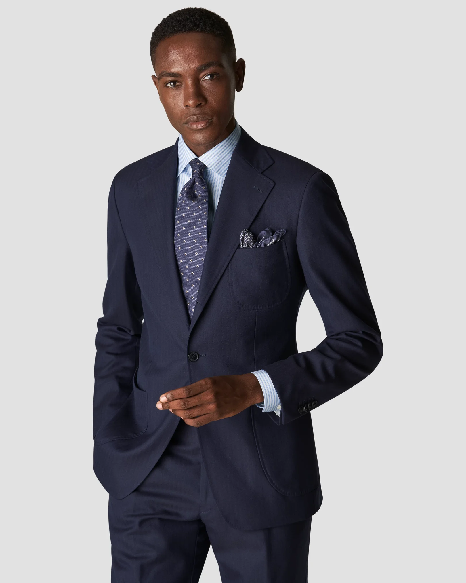 Eton - striped light blue signature twill