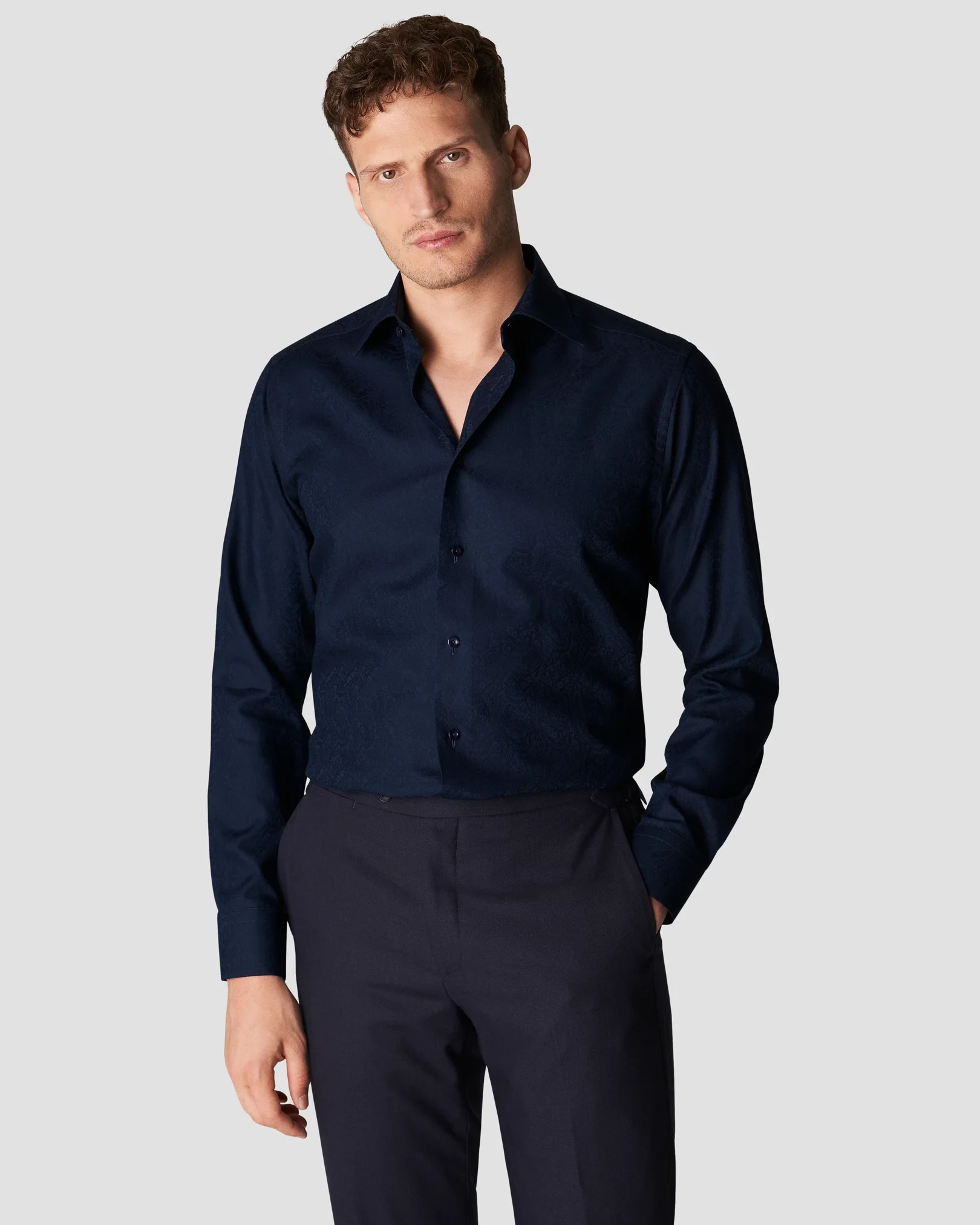 Eton - navy blue jacquard