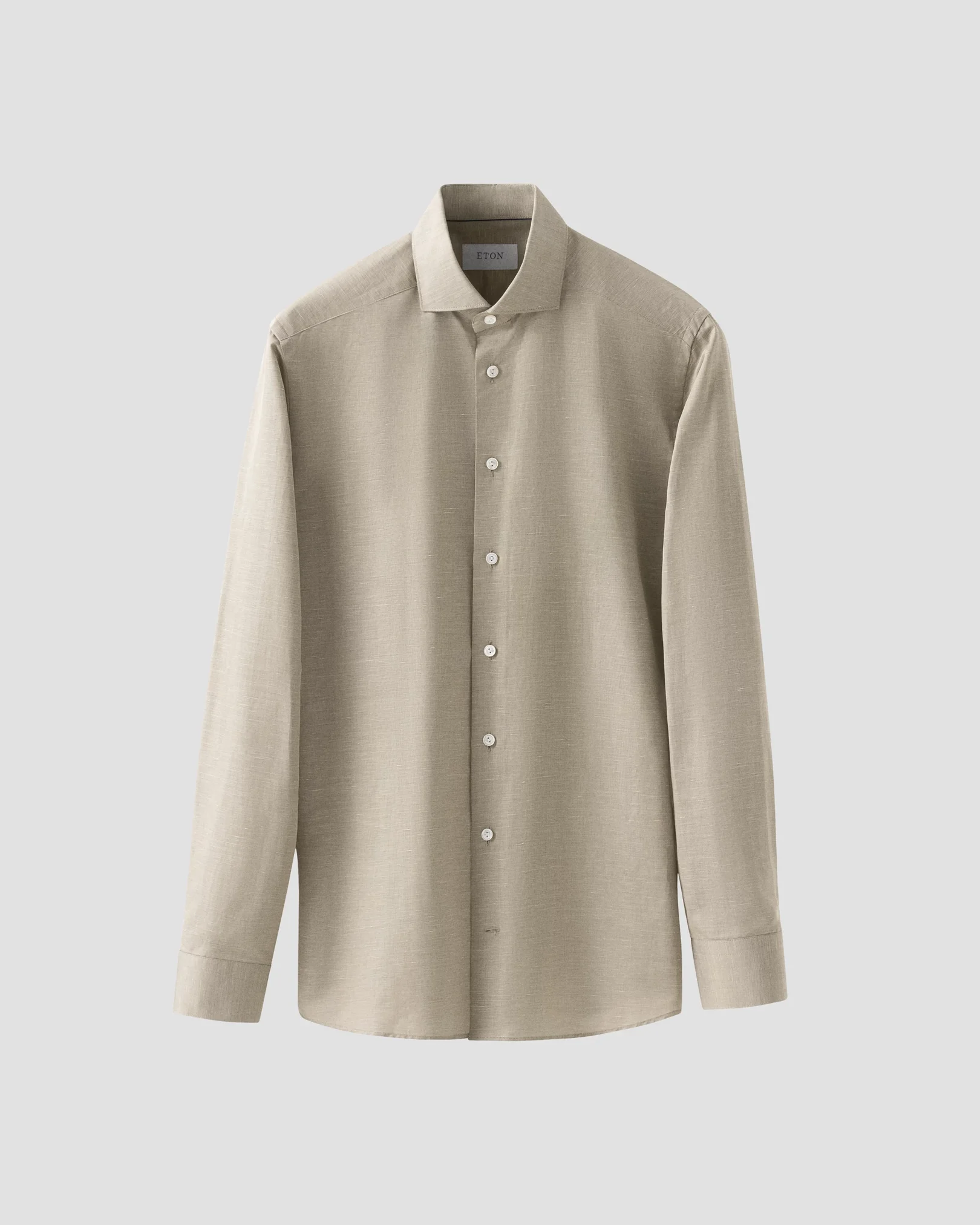 Eton - solid dark green cotton linen shirt