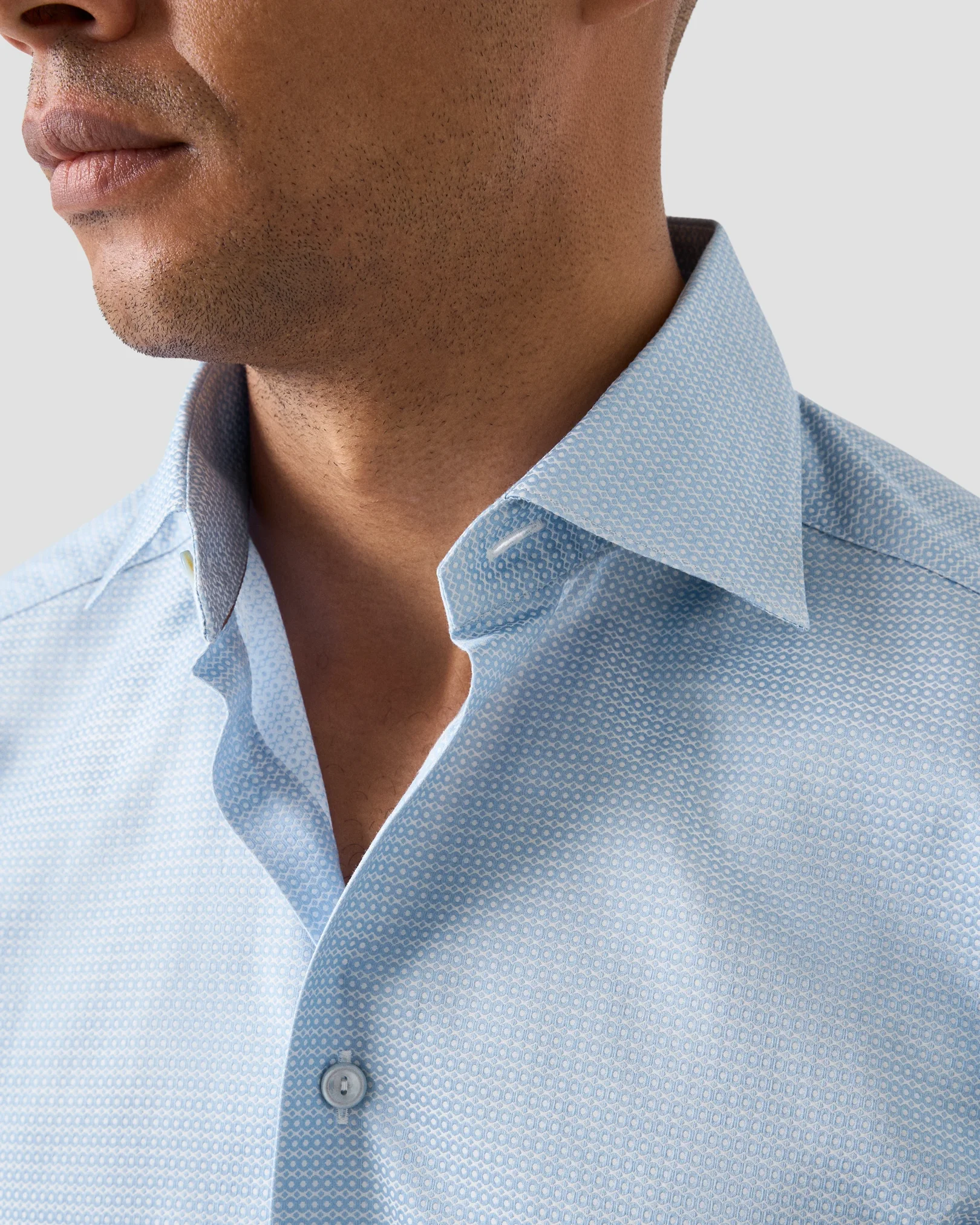 Eton - light blue semi solid elevated piqueshirt
