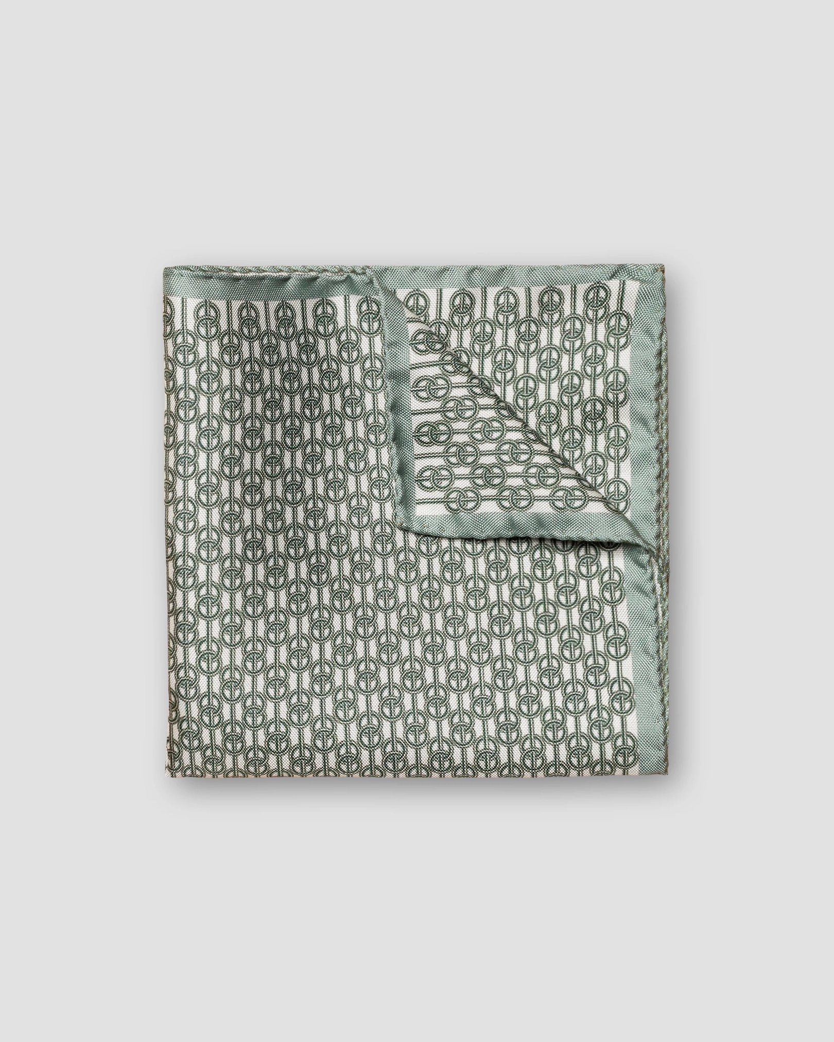 Eton - dark green chain print pocket square