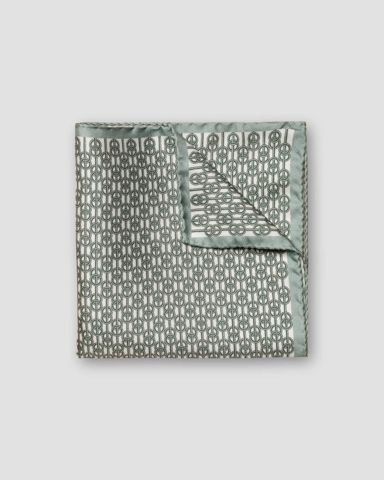 Eton - dark green chain print pocket square