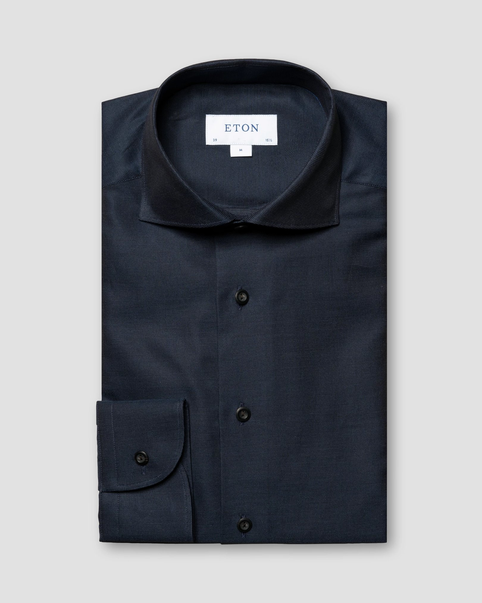 Eton - navy blue wide spread signature twill