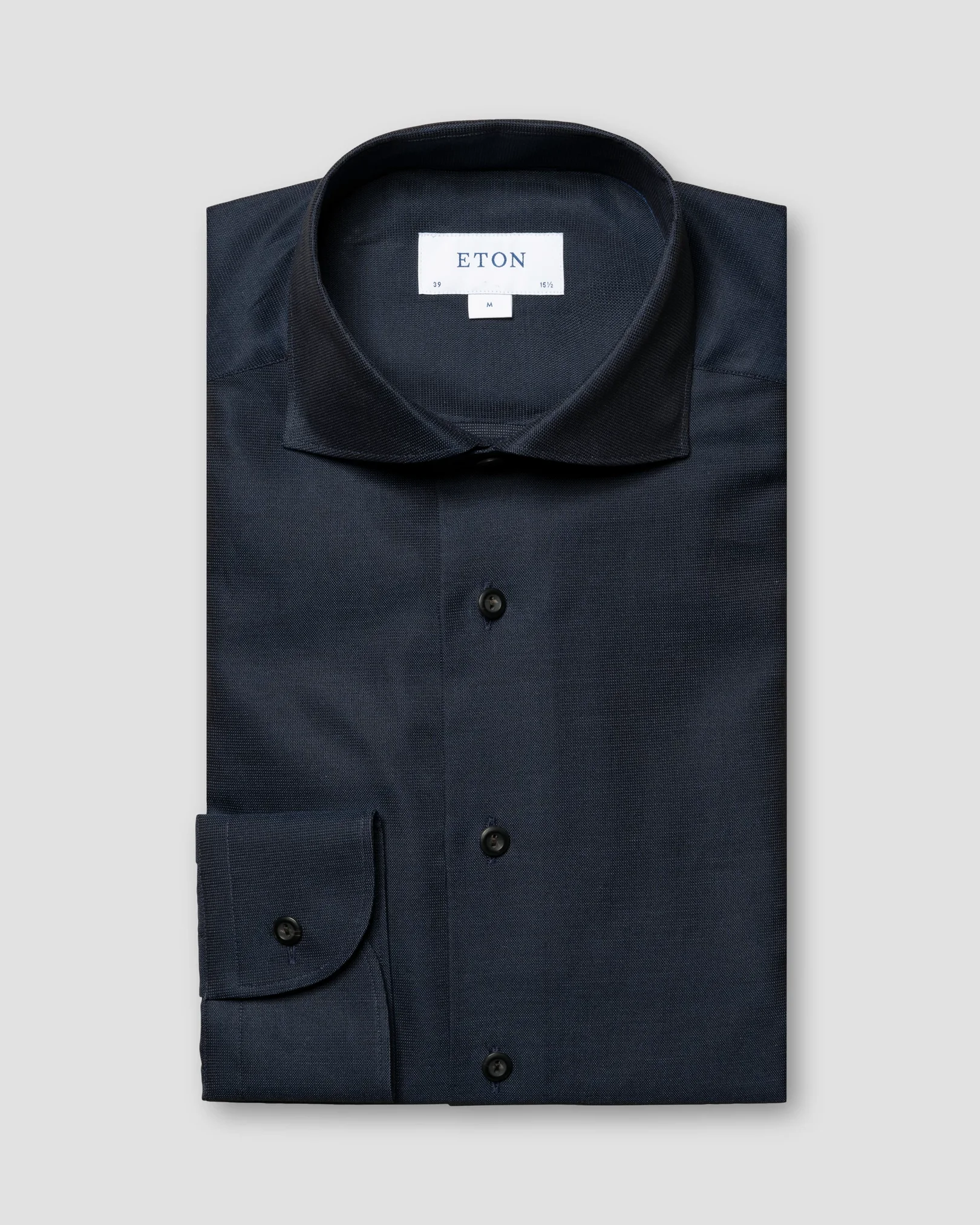 Eton - navy blue wide spread signature twill
