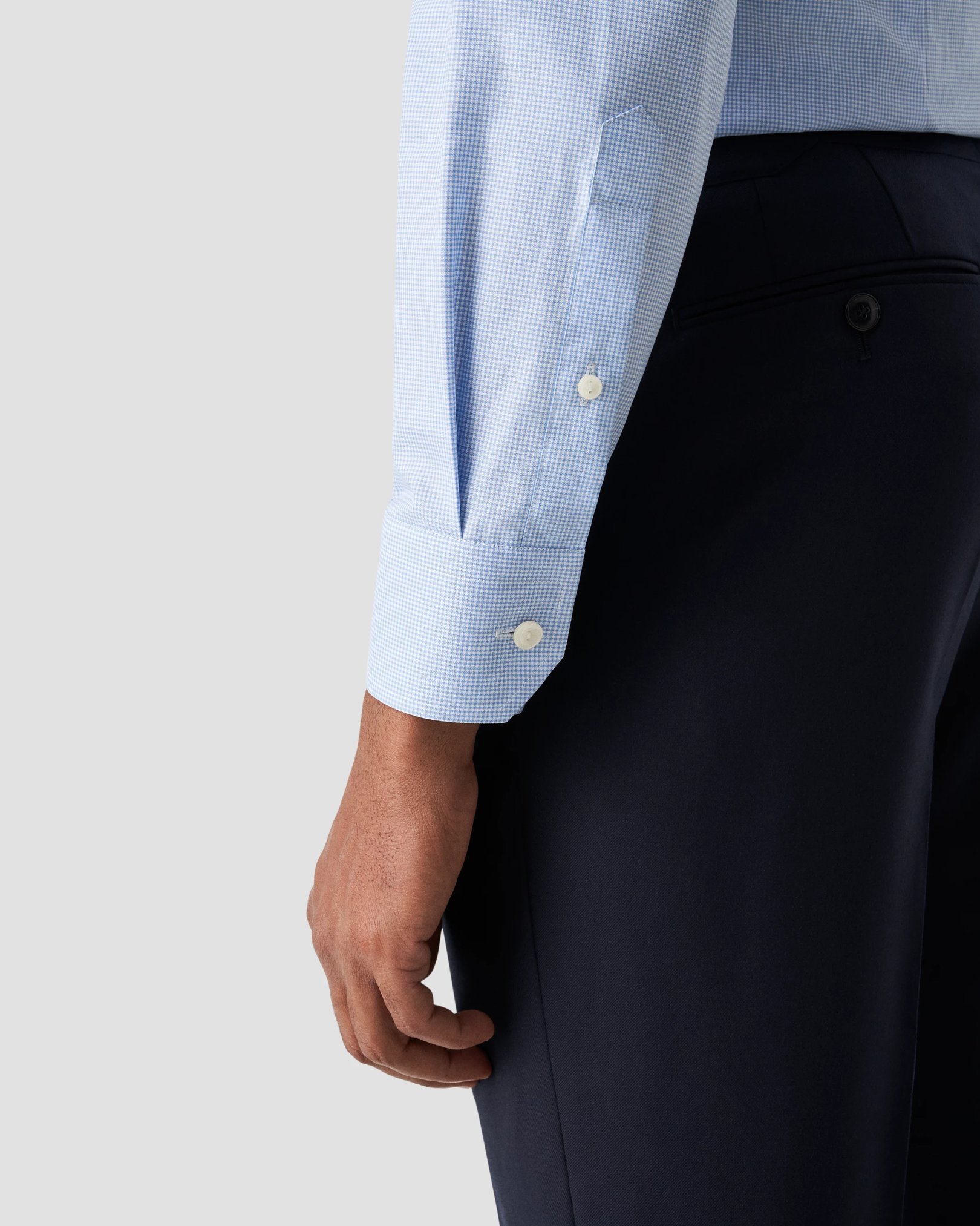 Eton - light blue fine check signature twill shirt