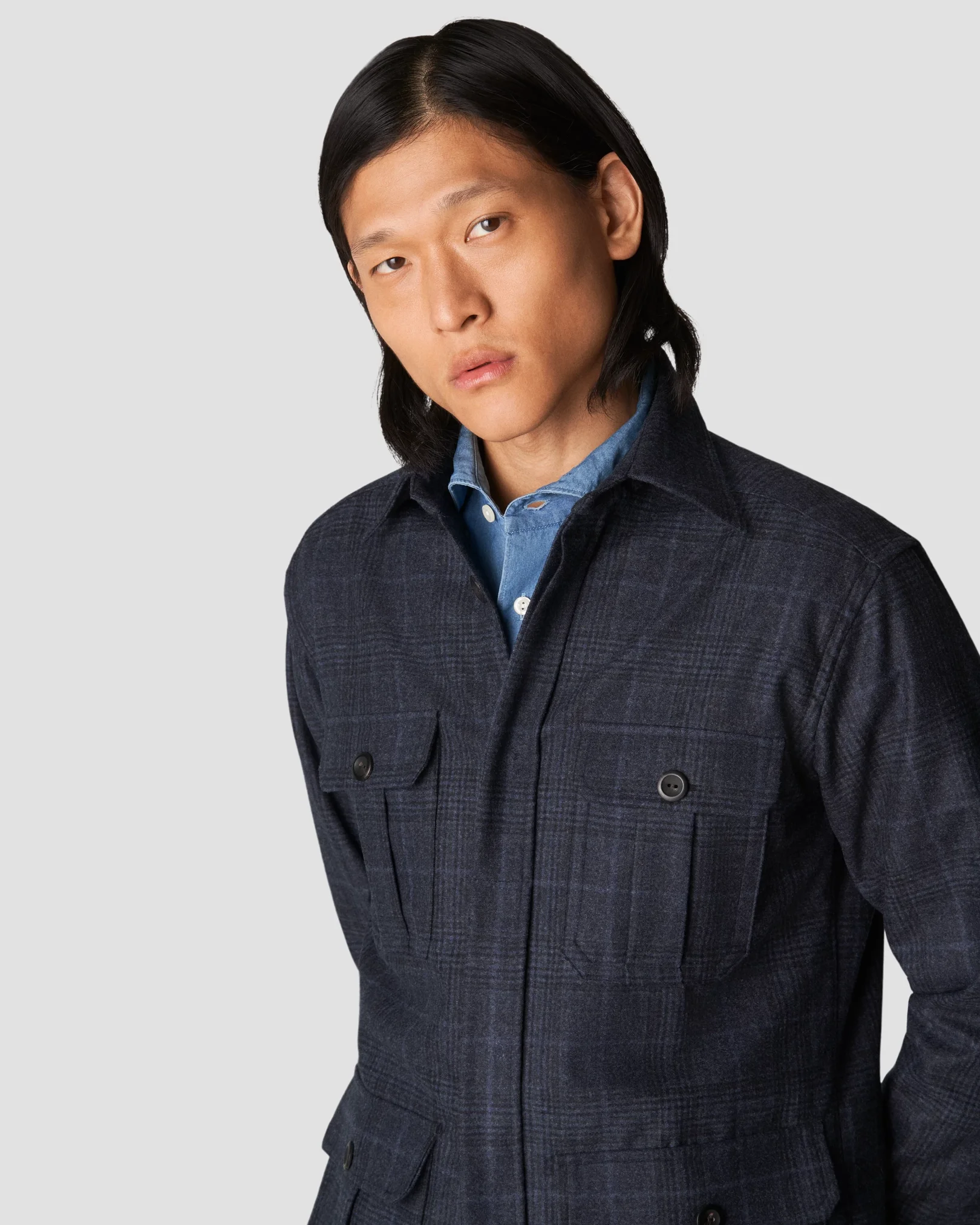 Eton - navy twill wool cashmere
