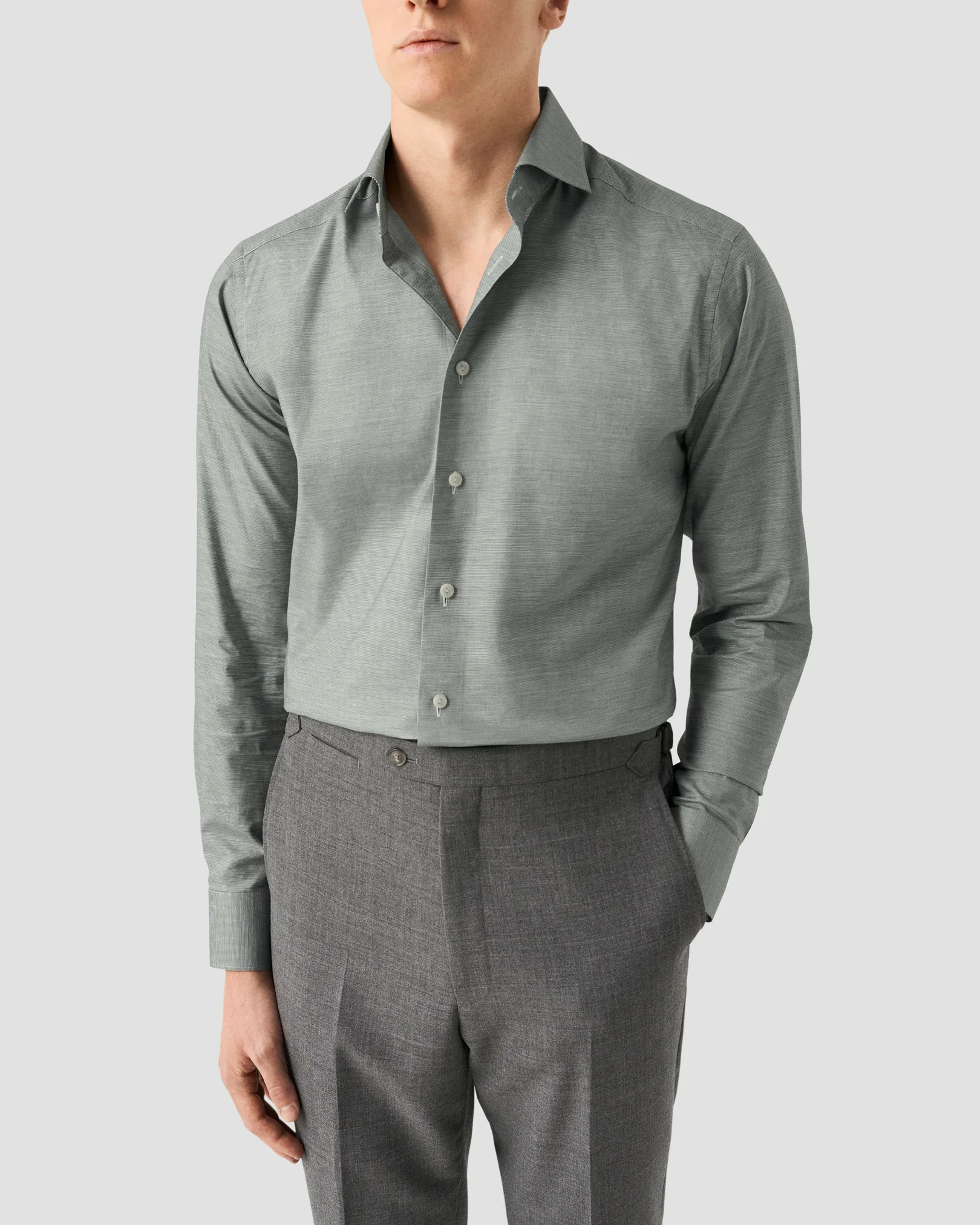Eton - light green solid signature oxford shirt