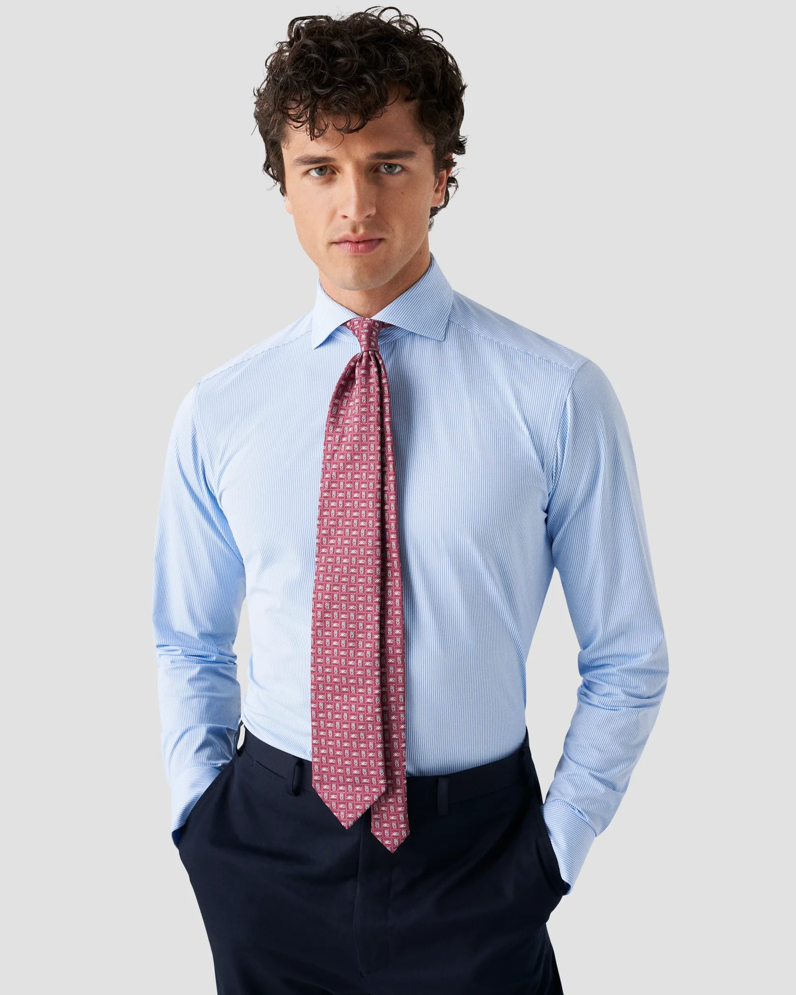 Eton - light blue 4 way stretch widespread