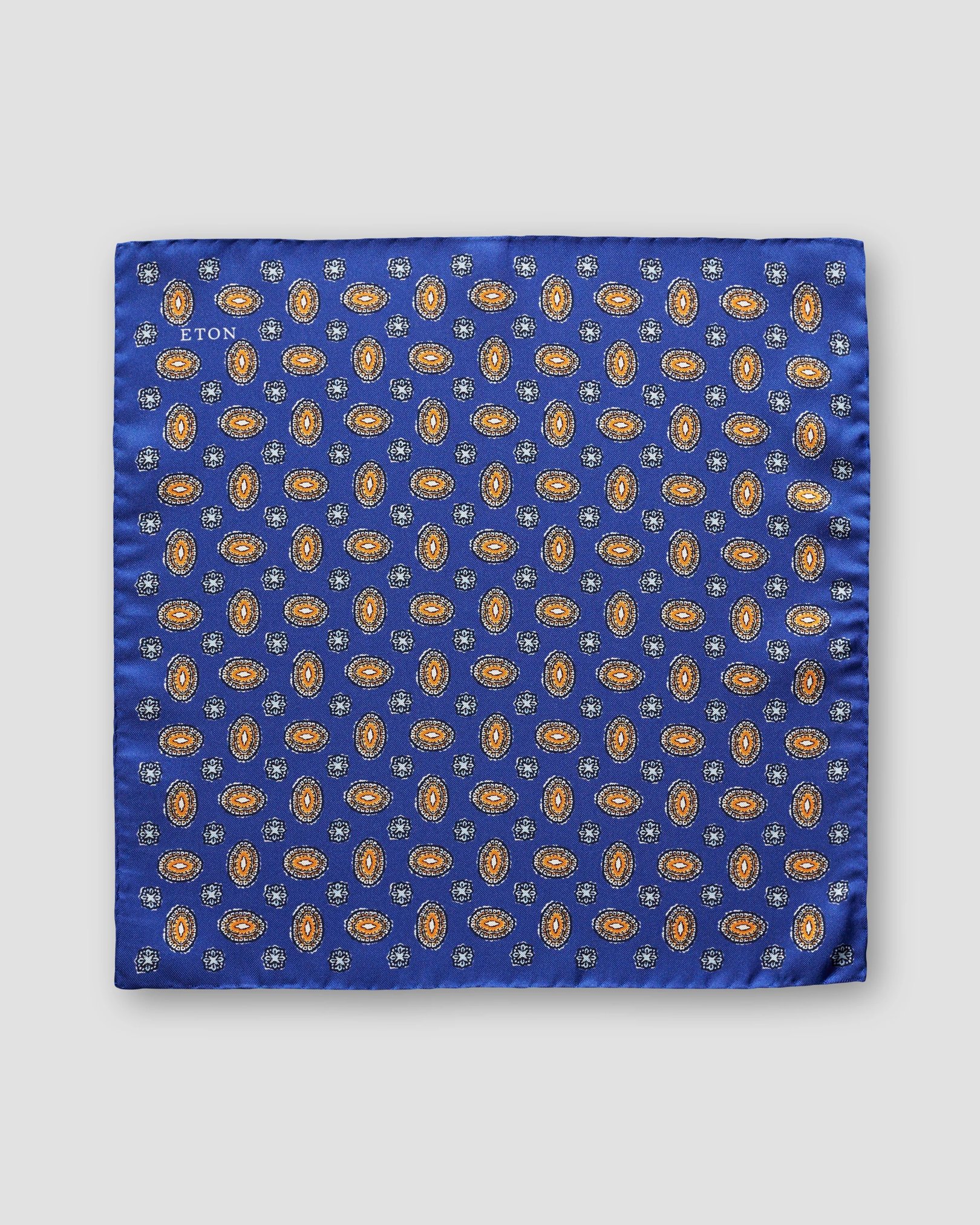 Eton - navy orange geometric pocket square