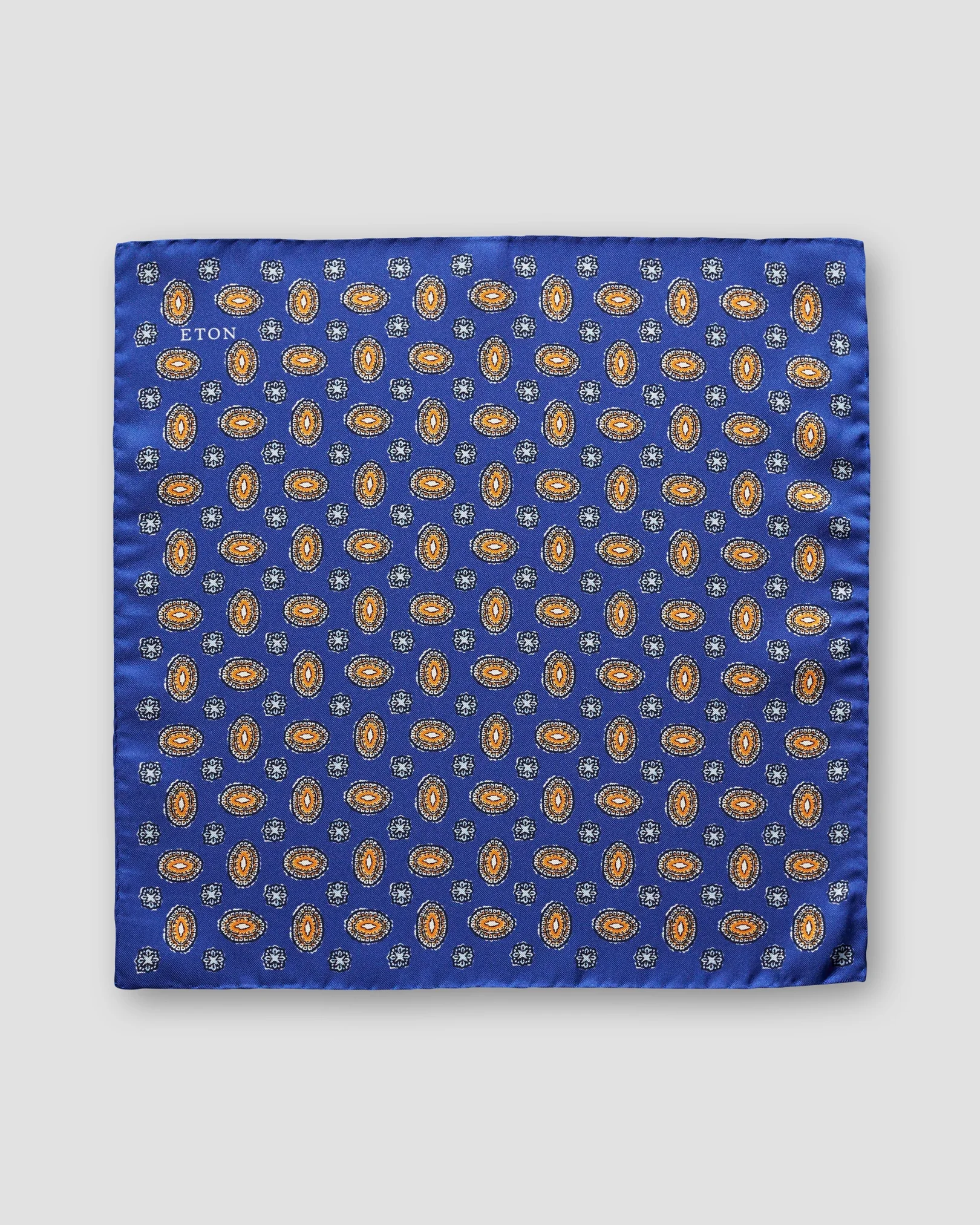 Eton - navy orange geometric pocket square