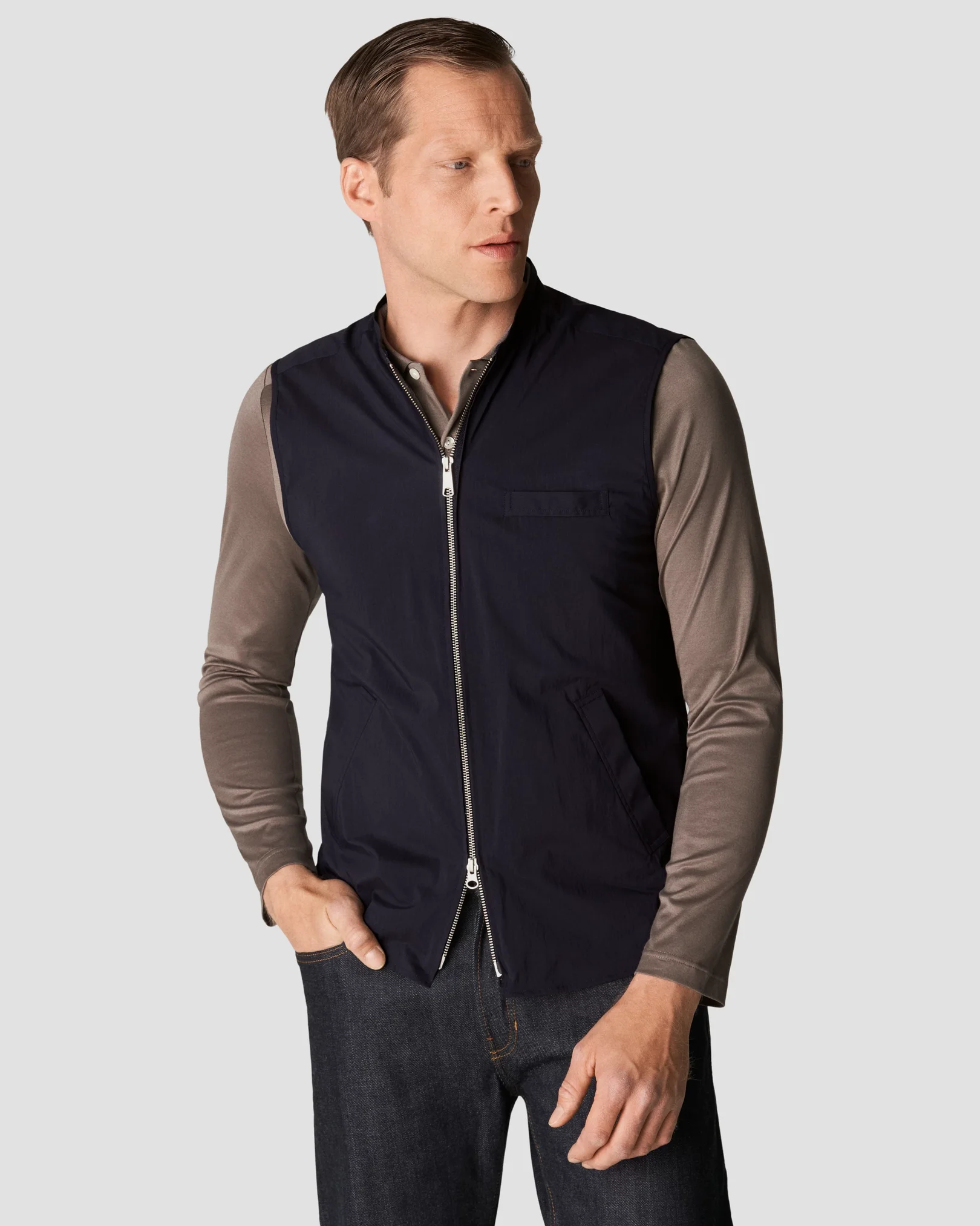 Eton - navy blue cotton and nylon