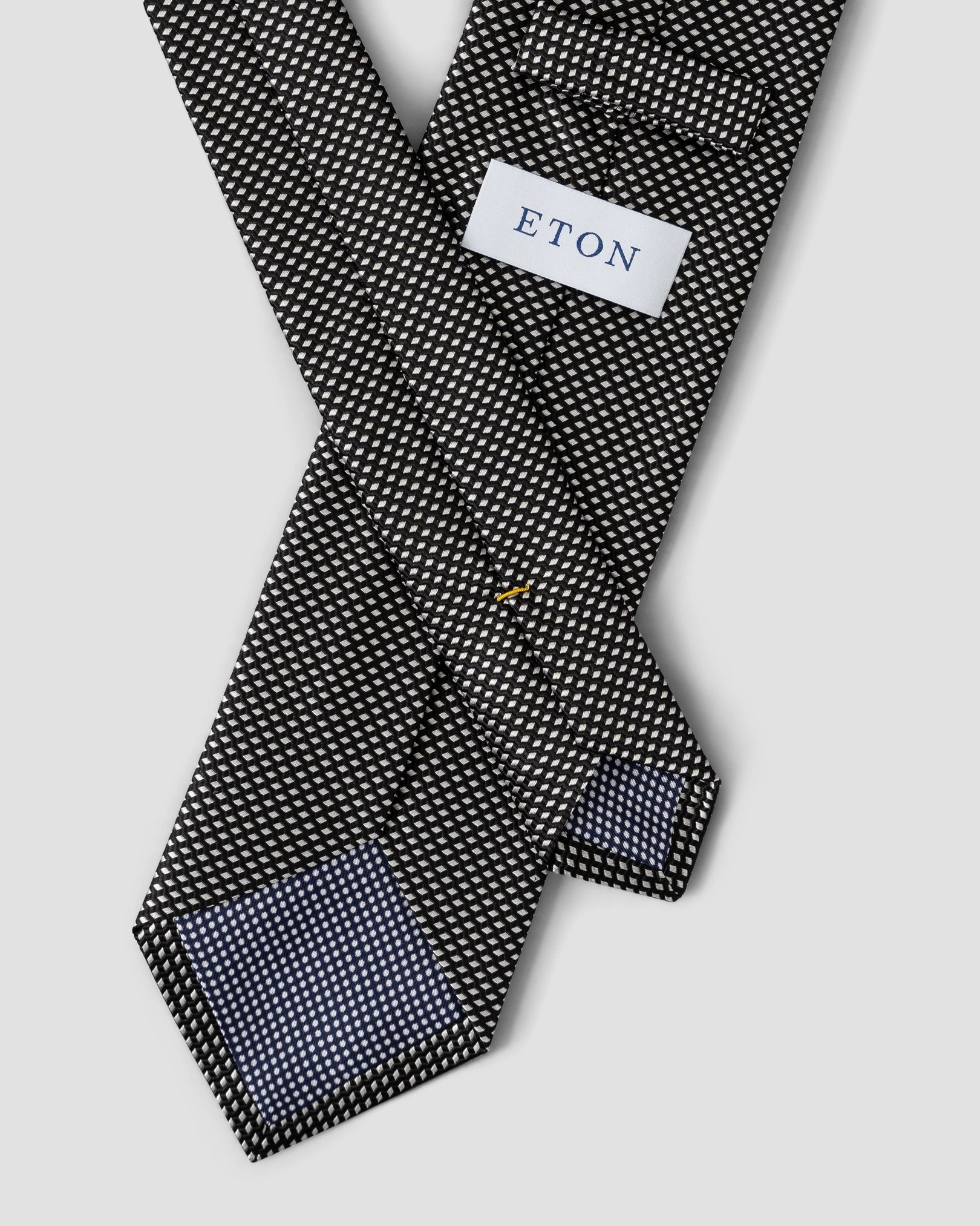 Eton - Cravate tissée noire motifs géométriques