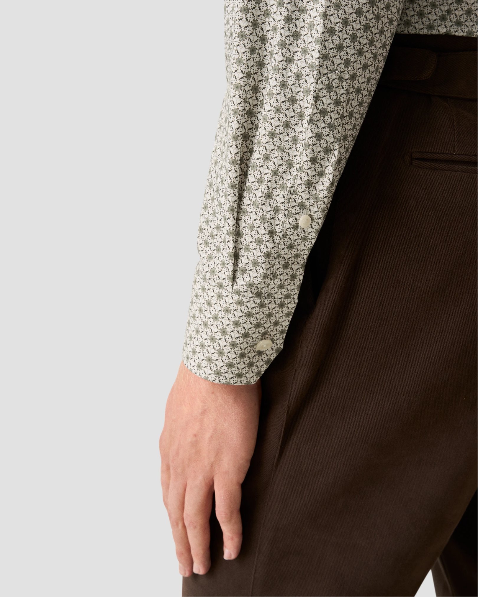 Eton - beige geometric signature twill shirt
