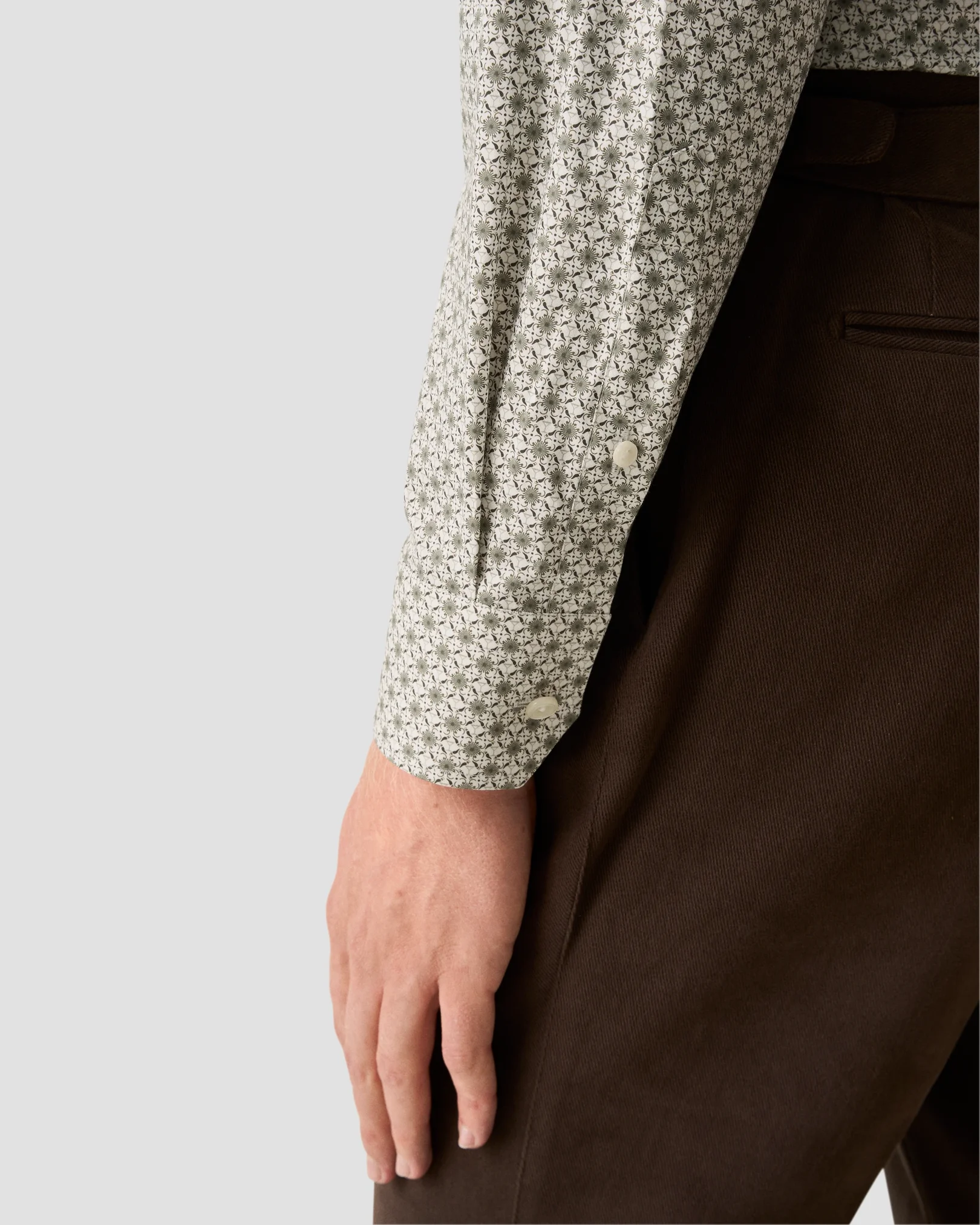 Eton - beige geometric signature twill shirt