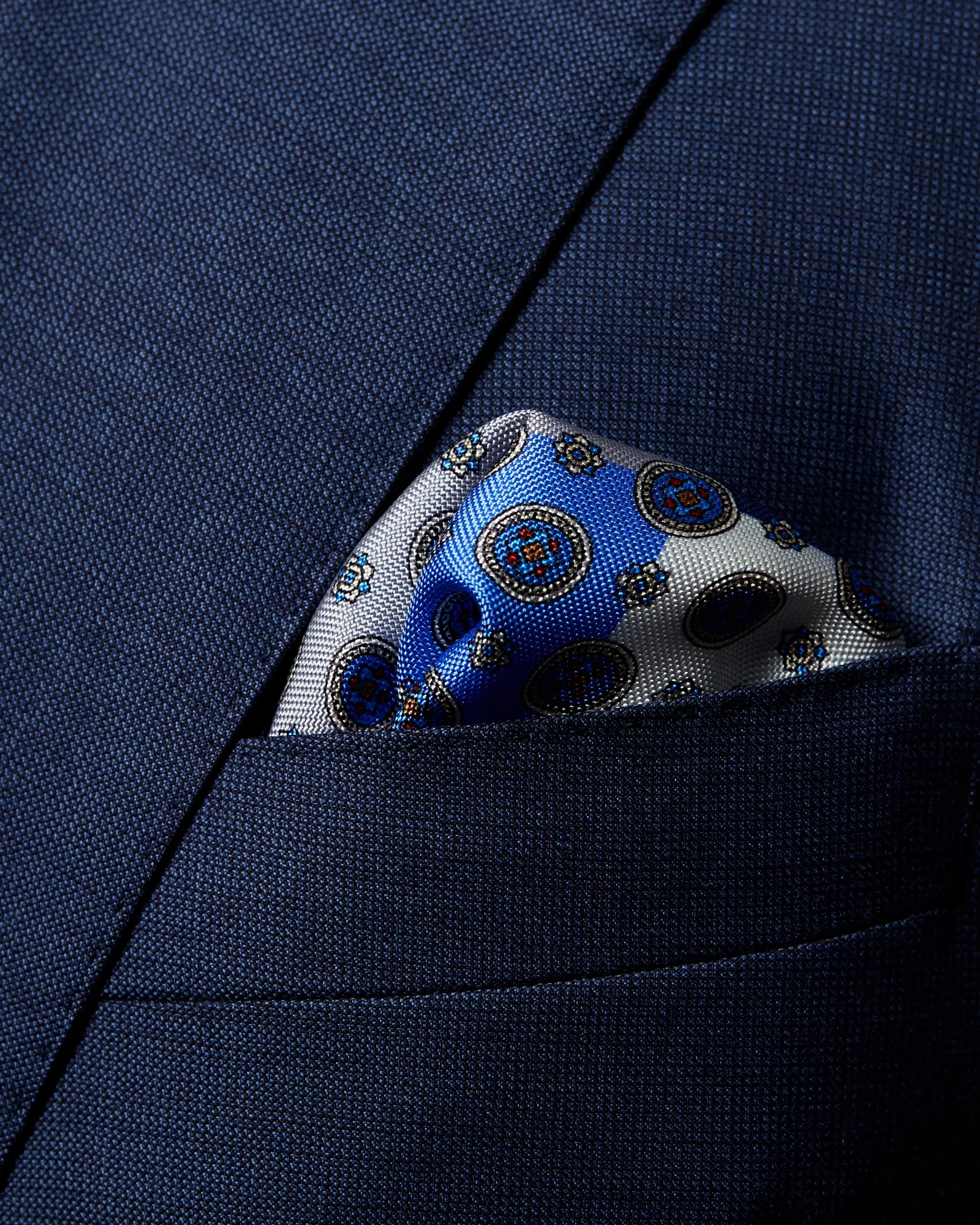 Eton - blue four square silk pocket square