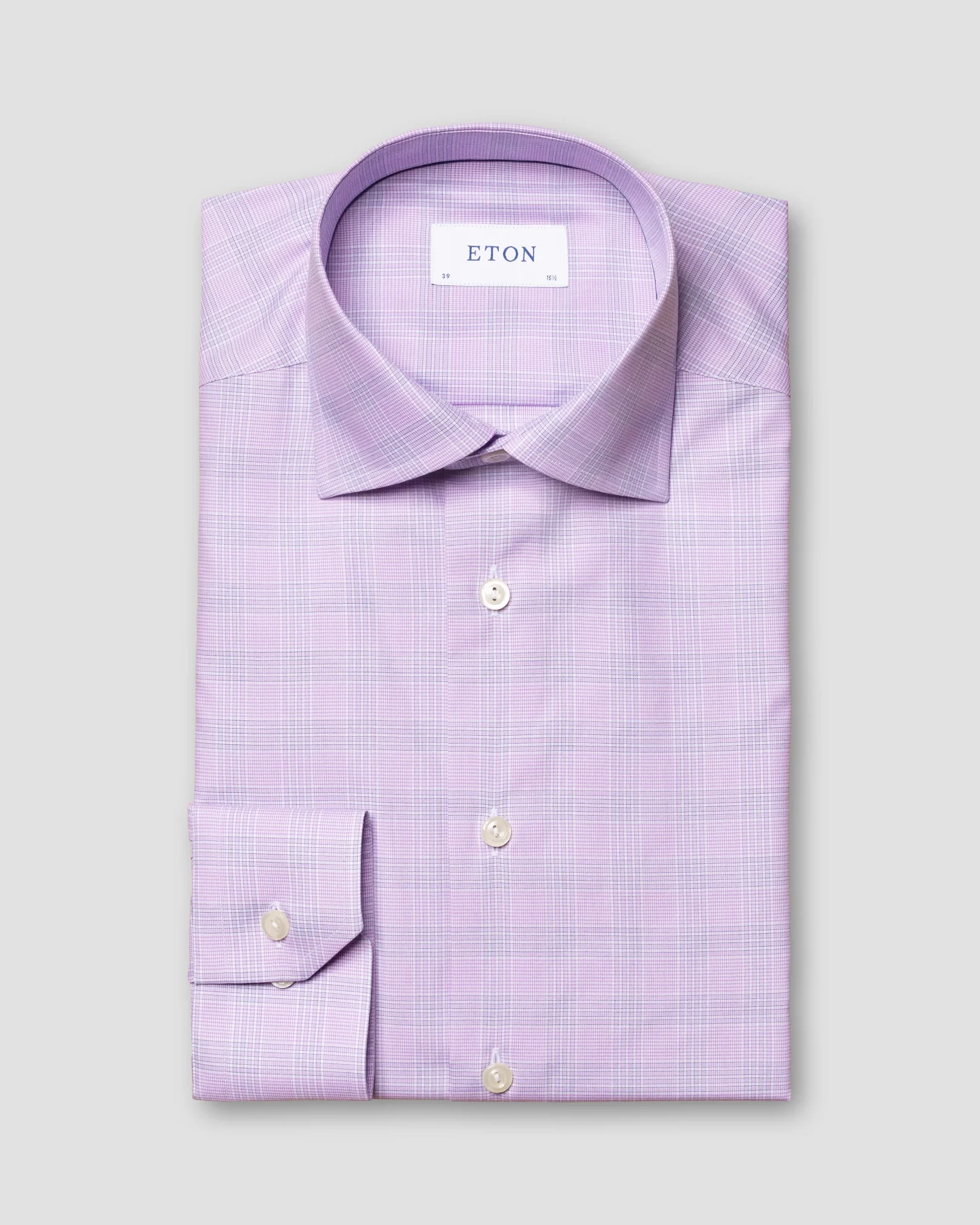 Eton - purple fine twill shirt cut away
