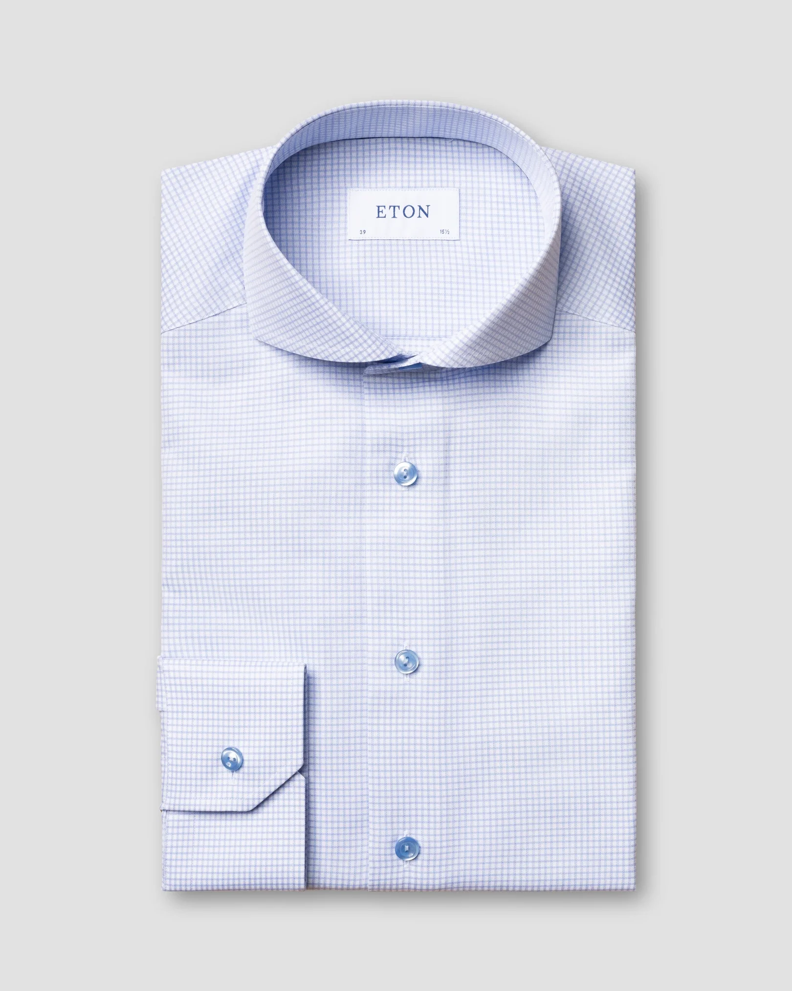 Eton - Blue Micro Check Stretch Shirt