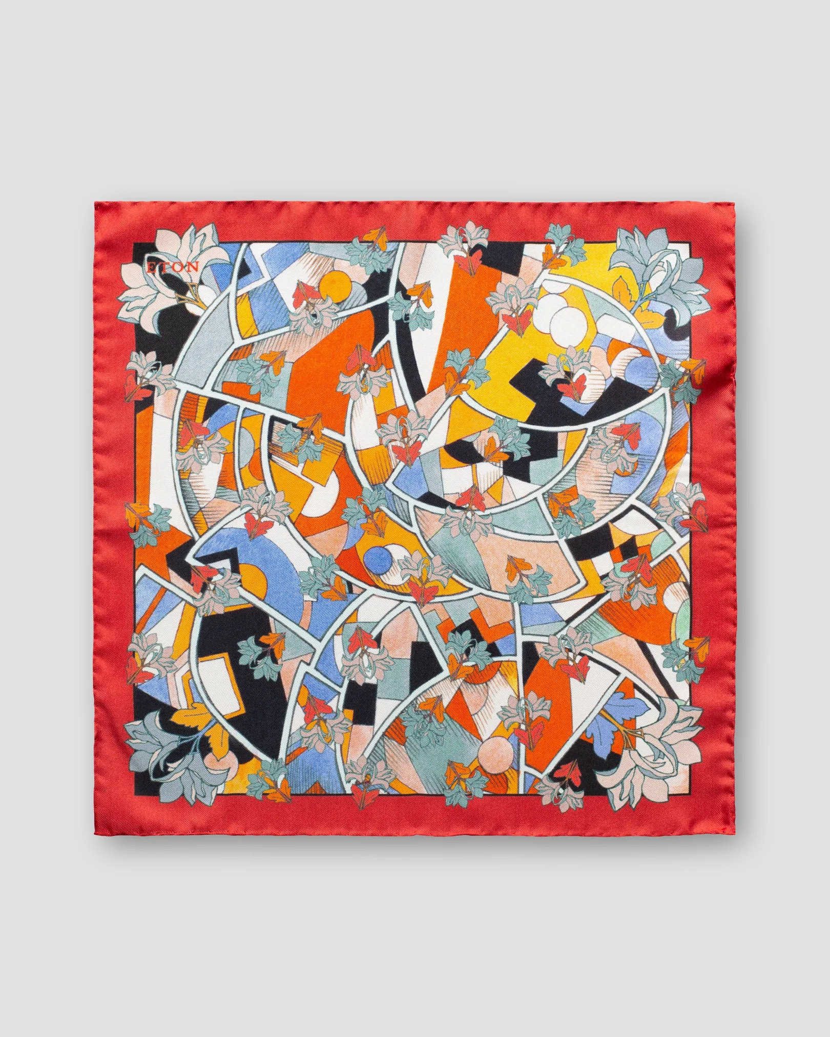Eton - red art deco print pocket square