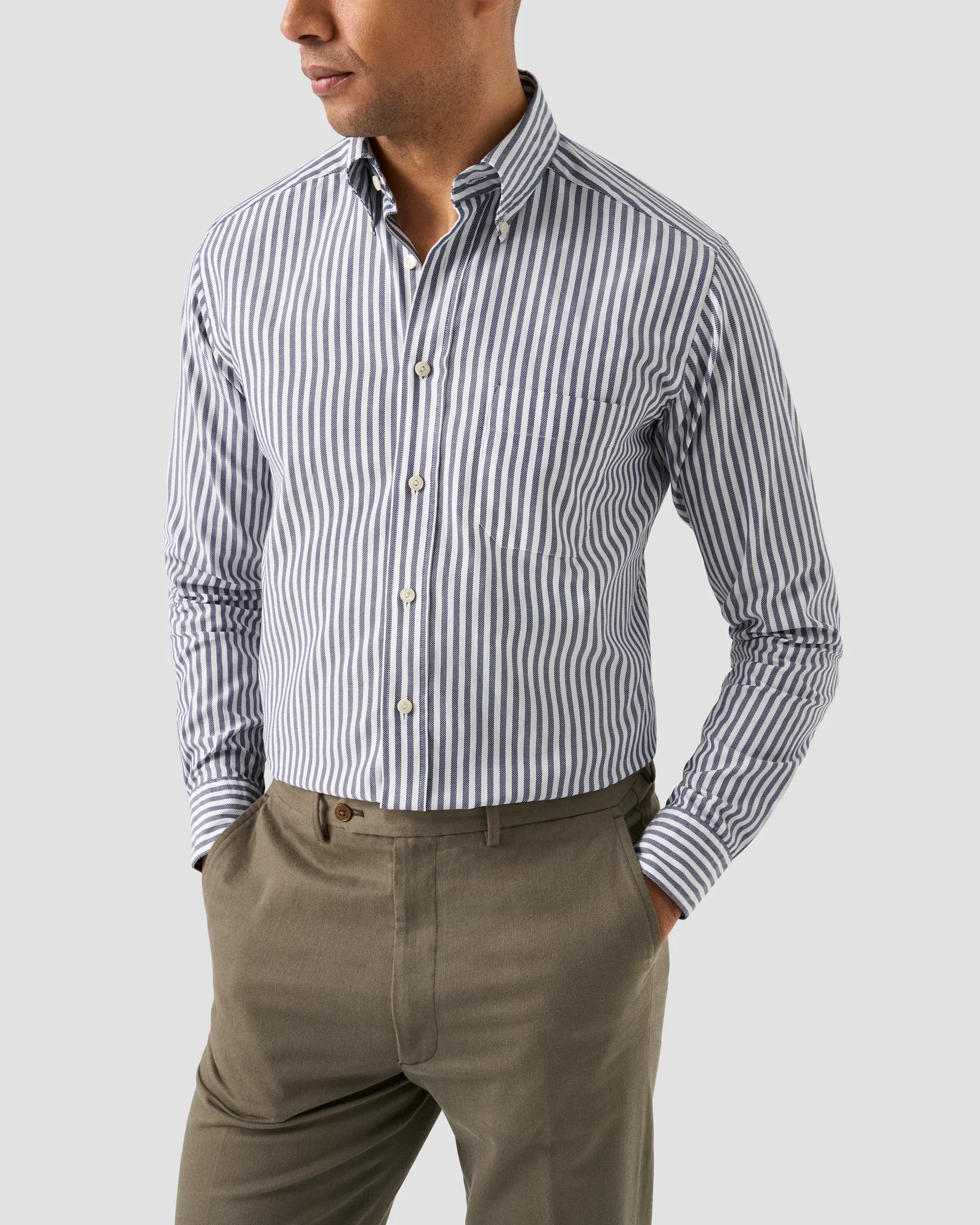 Eton - striped royal oxford shirt