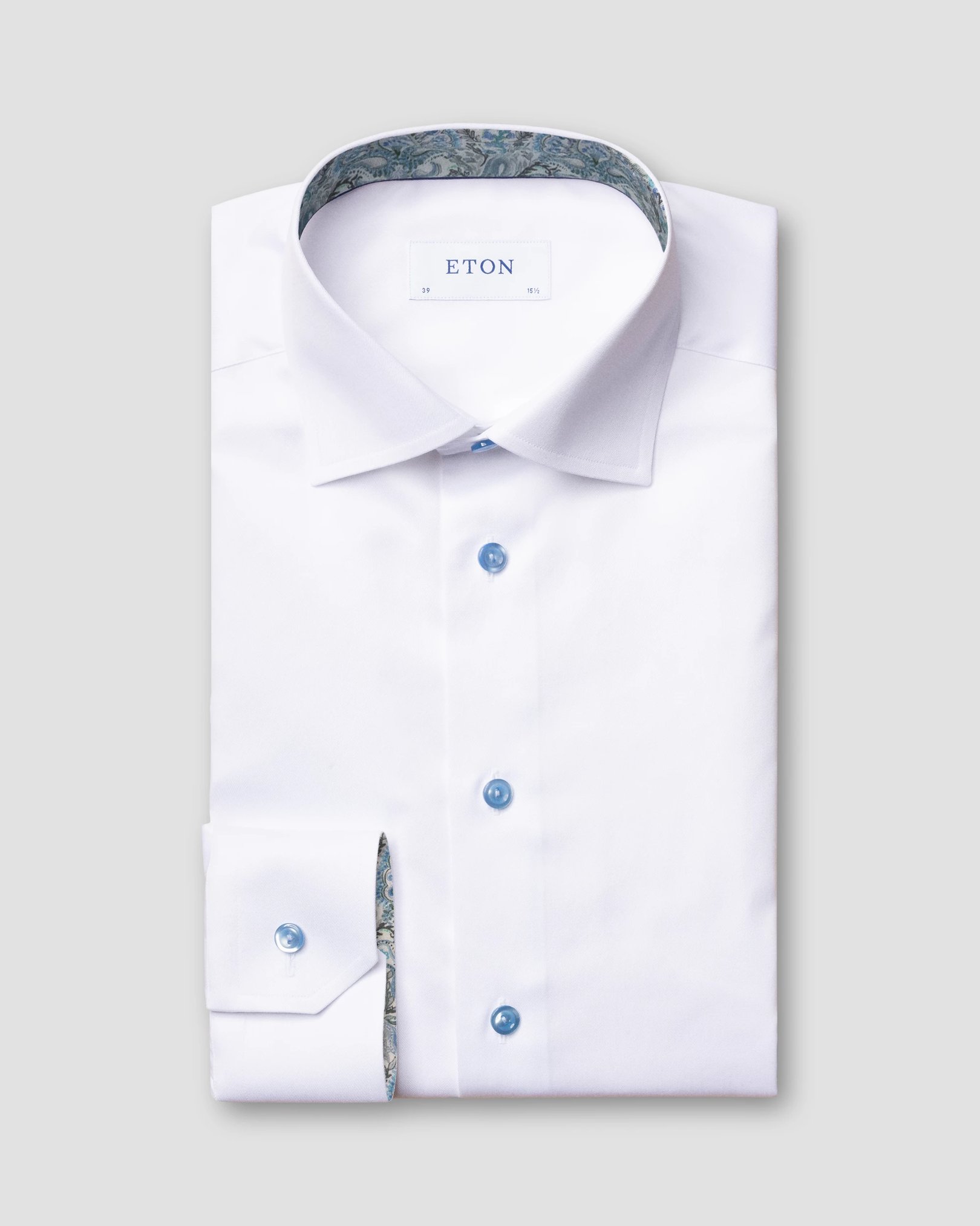 Eton - white signature twill summer details