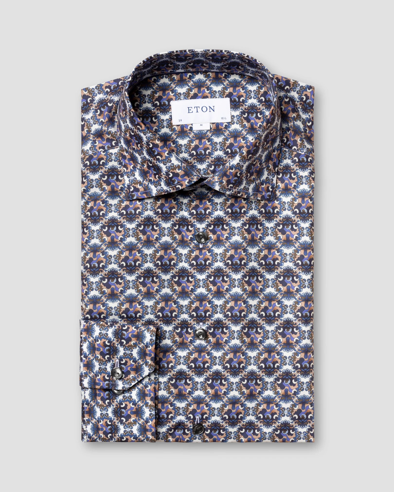 Eton - blue purple bold medallion print shirt