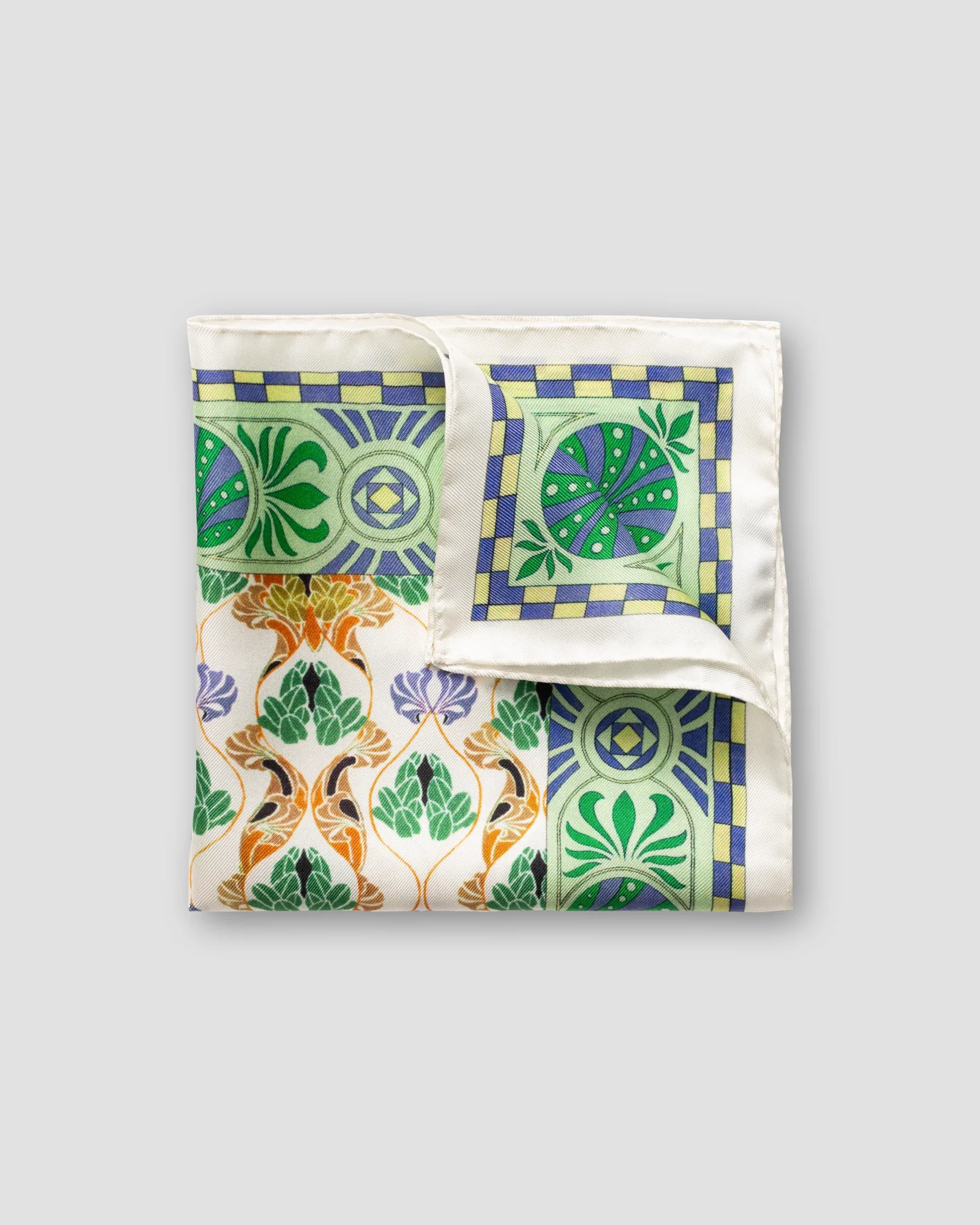Eton - green floral art deco pocket square