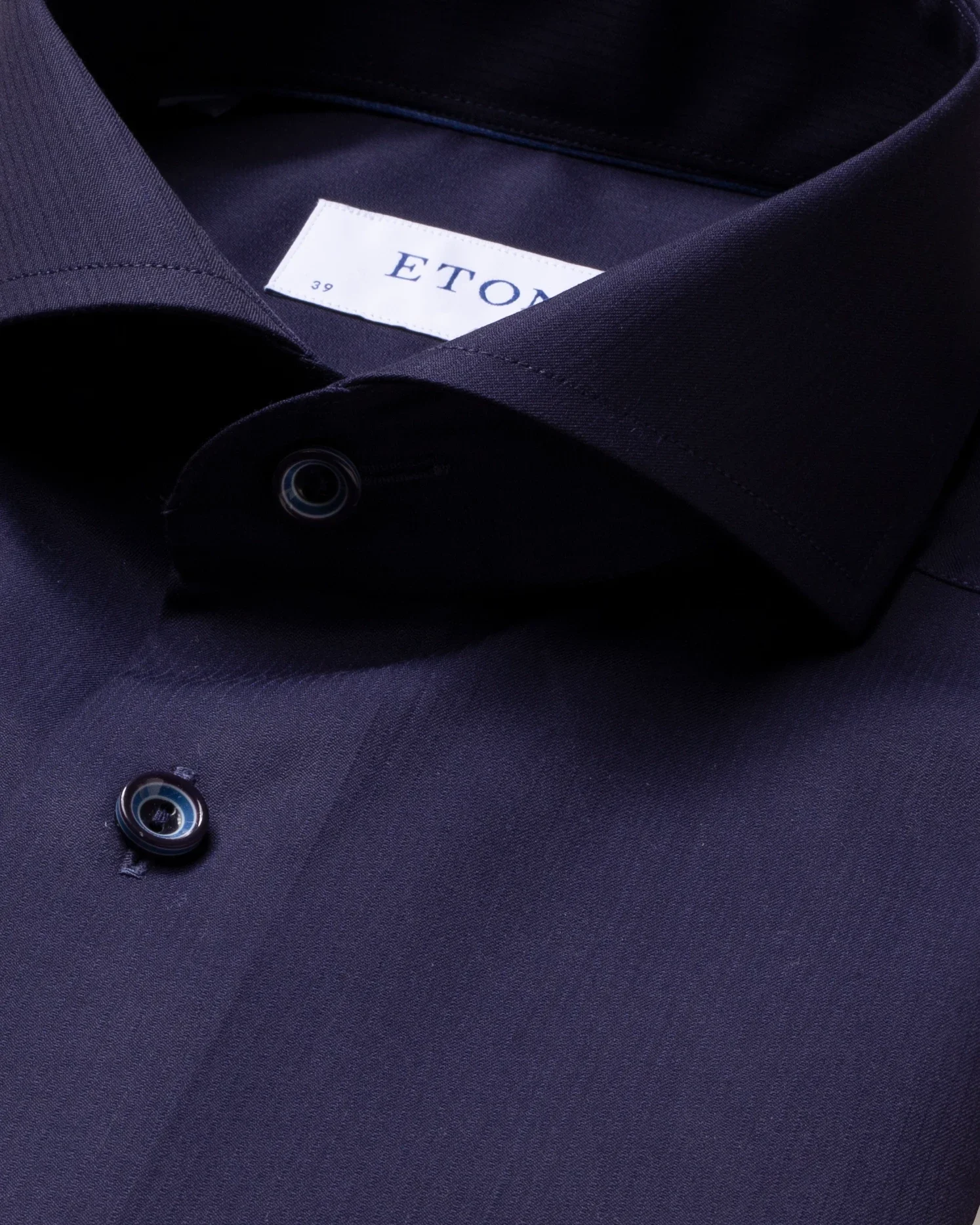 Eton - dark blue twill shirt extreme cut away