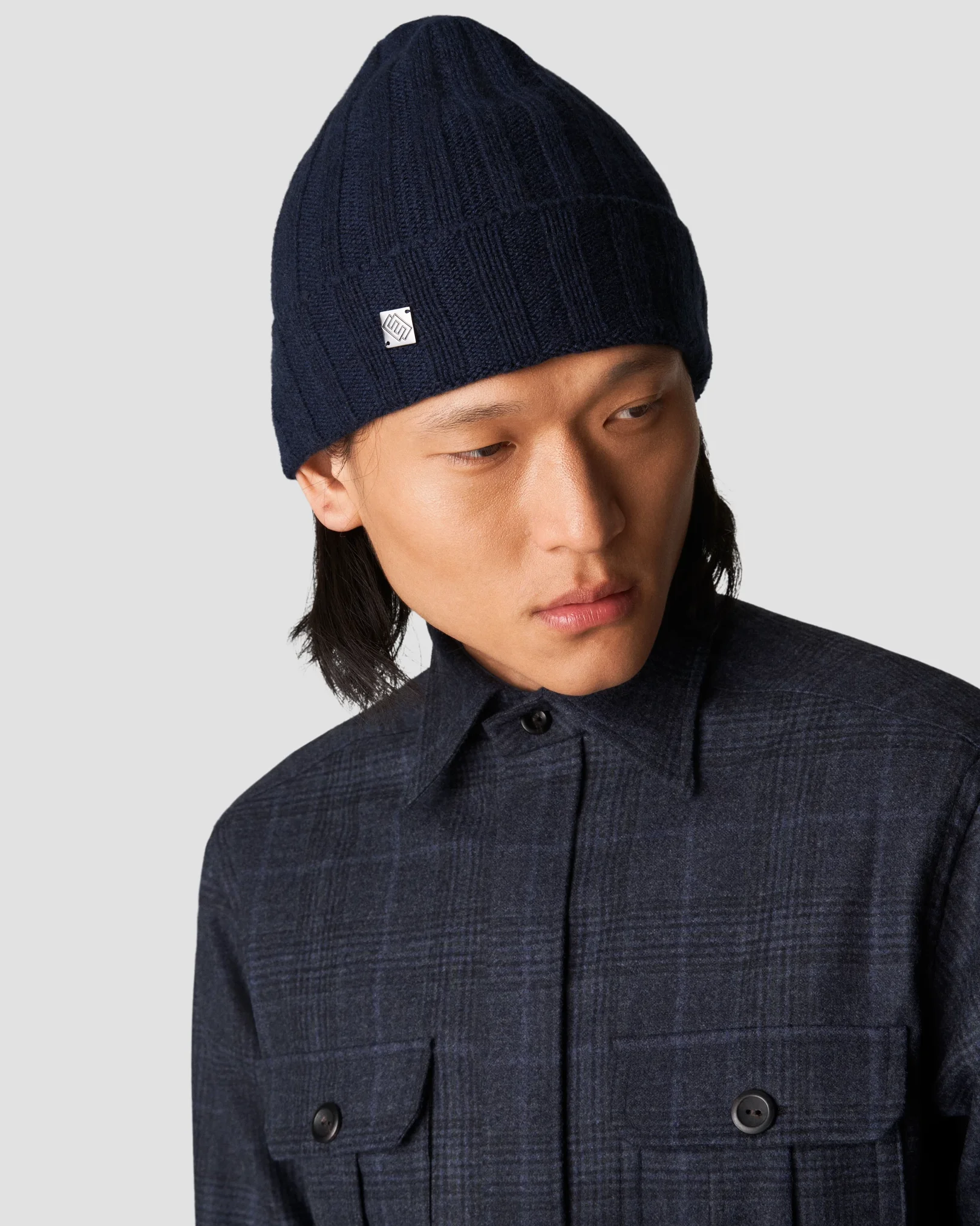 Eton - navy twill wool cashmere
