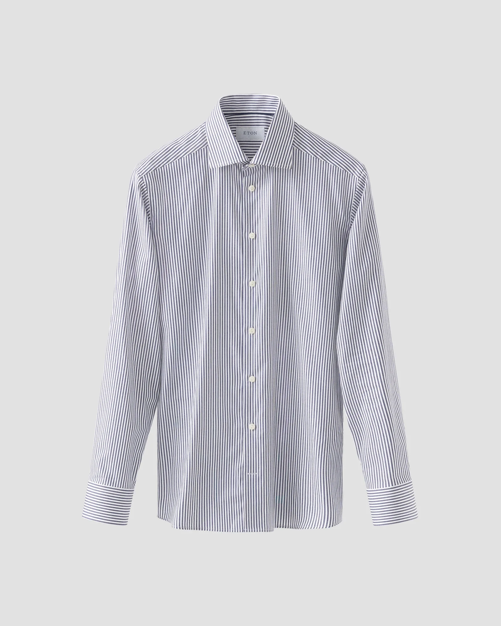 Eton - navy blue striped cotton tencel tm lyocell shirt