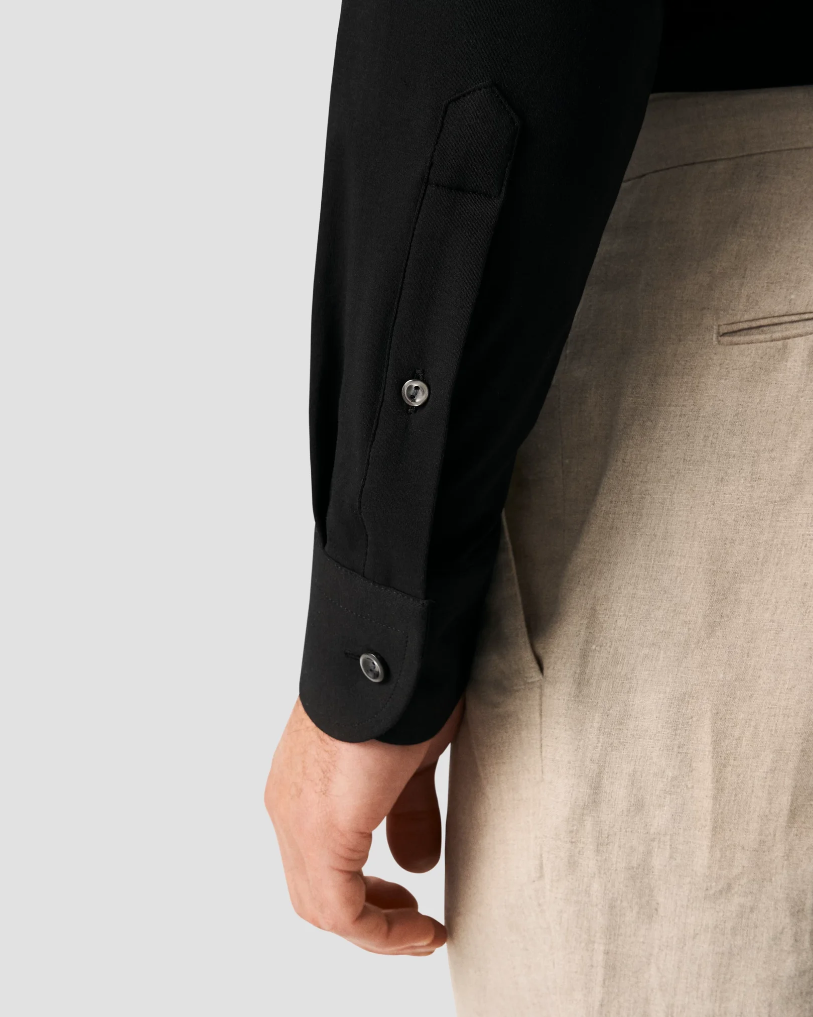 Eton - black supima cotton fourway strech