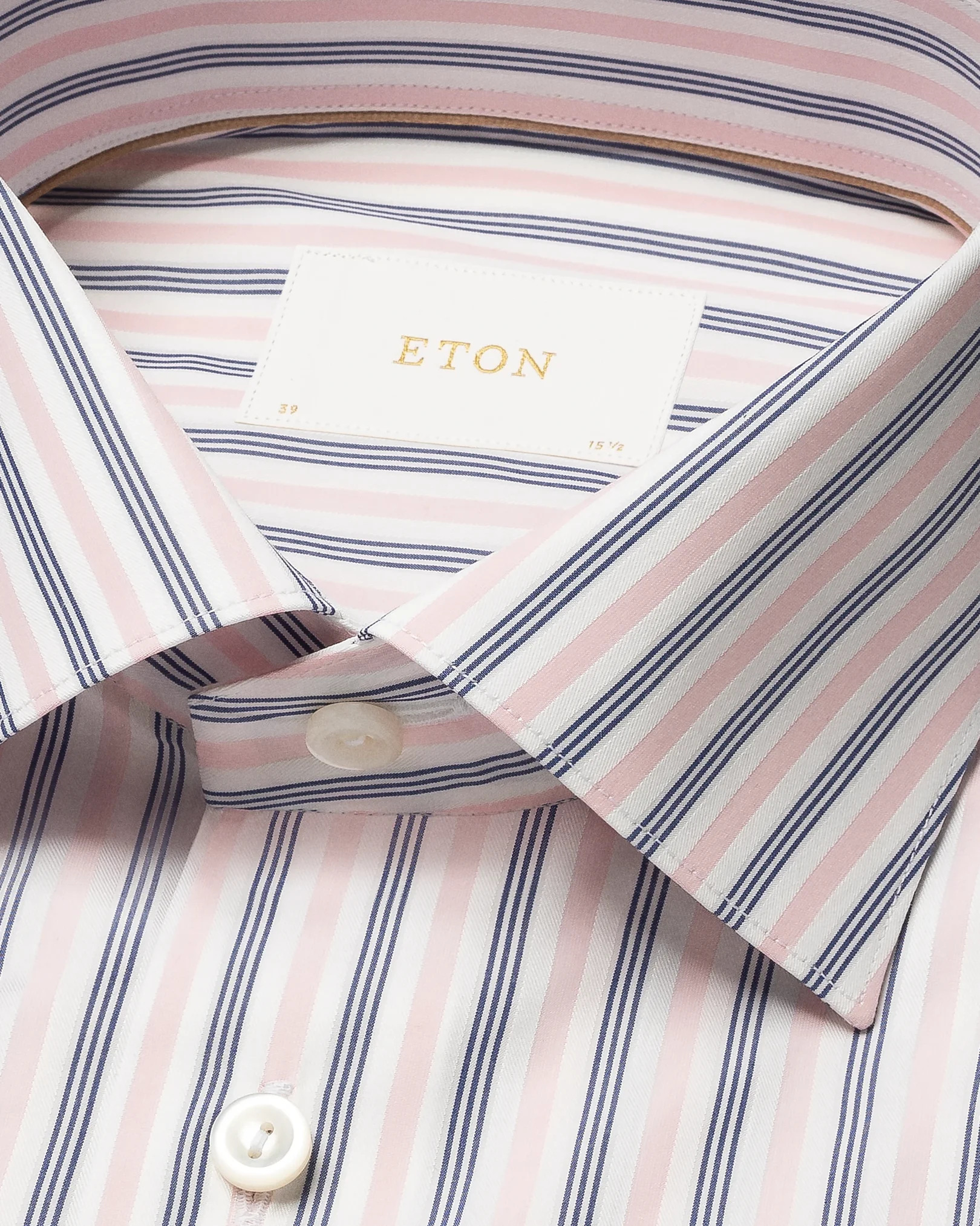 Eton - pink multi striped elevated pique shirt