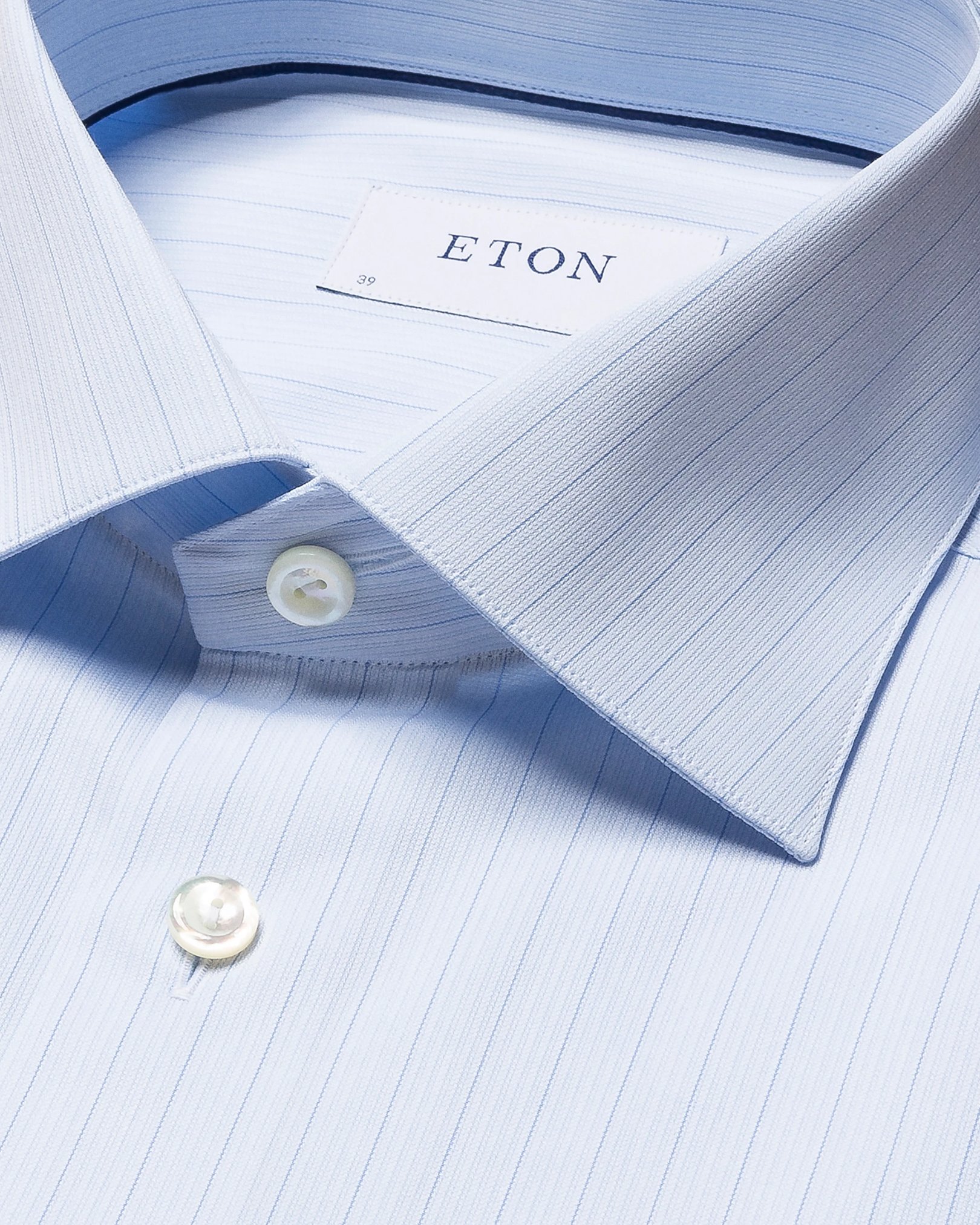 Eton - light blue fine twill cutaway striped