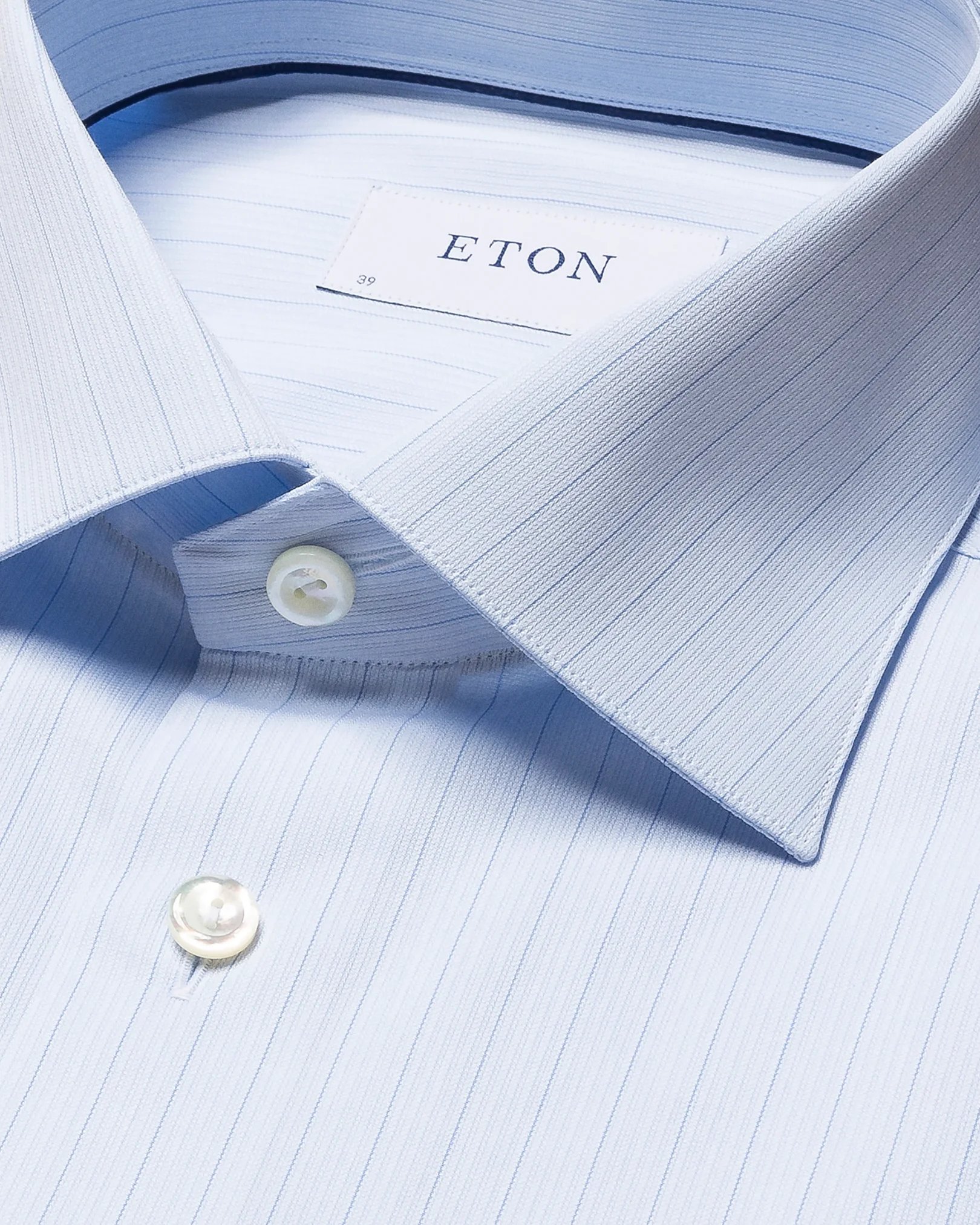 Eton - light blue fine twill cutaway striped