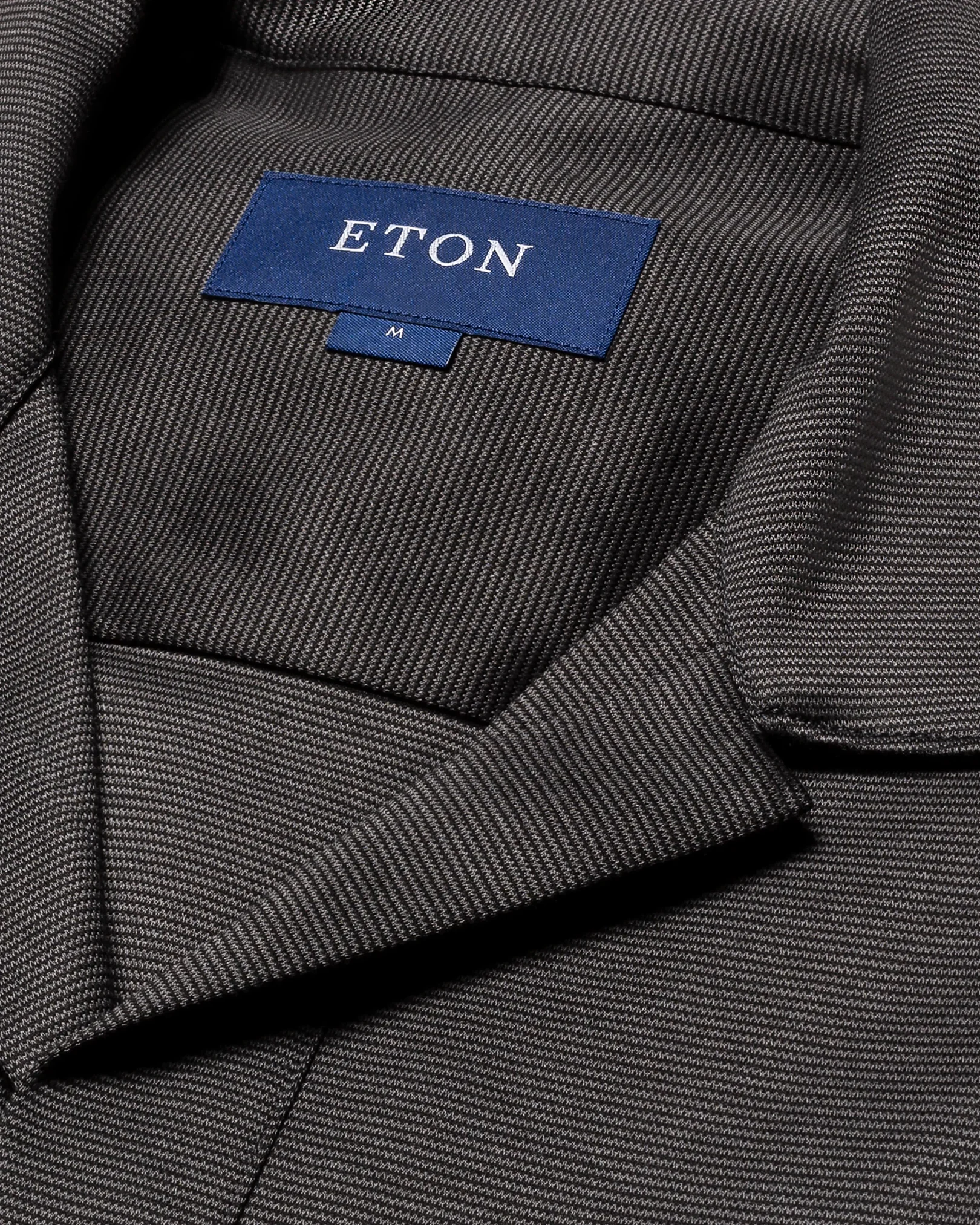 Eton - black interlock jersey open collar