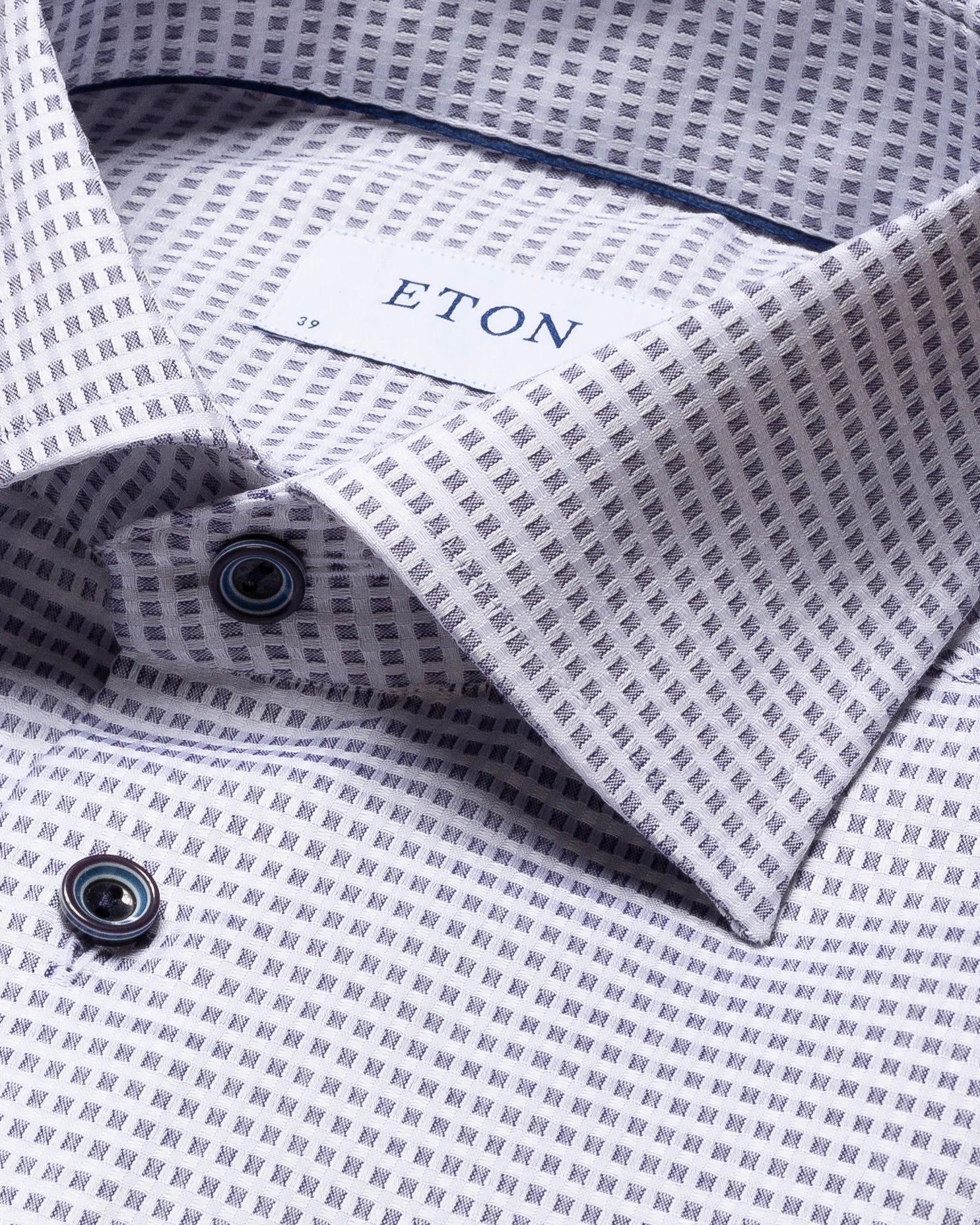 Eton - navy and white dobby shirt