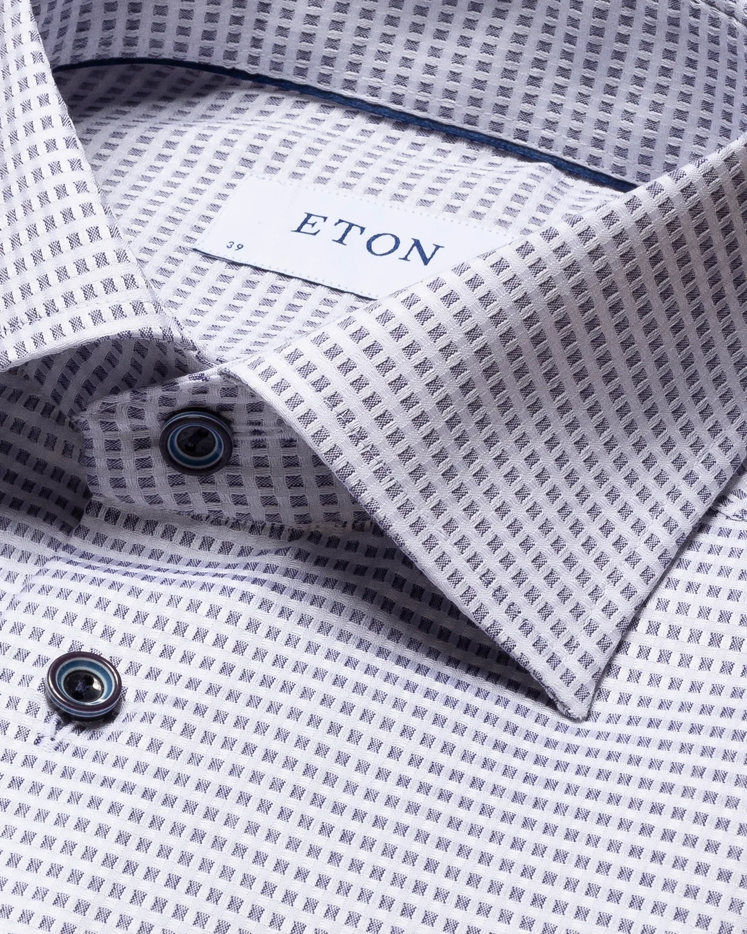 Eton - navy and white dobby shirt