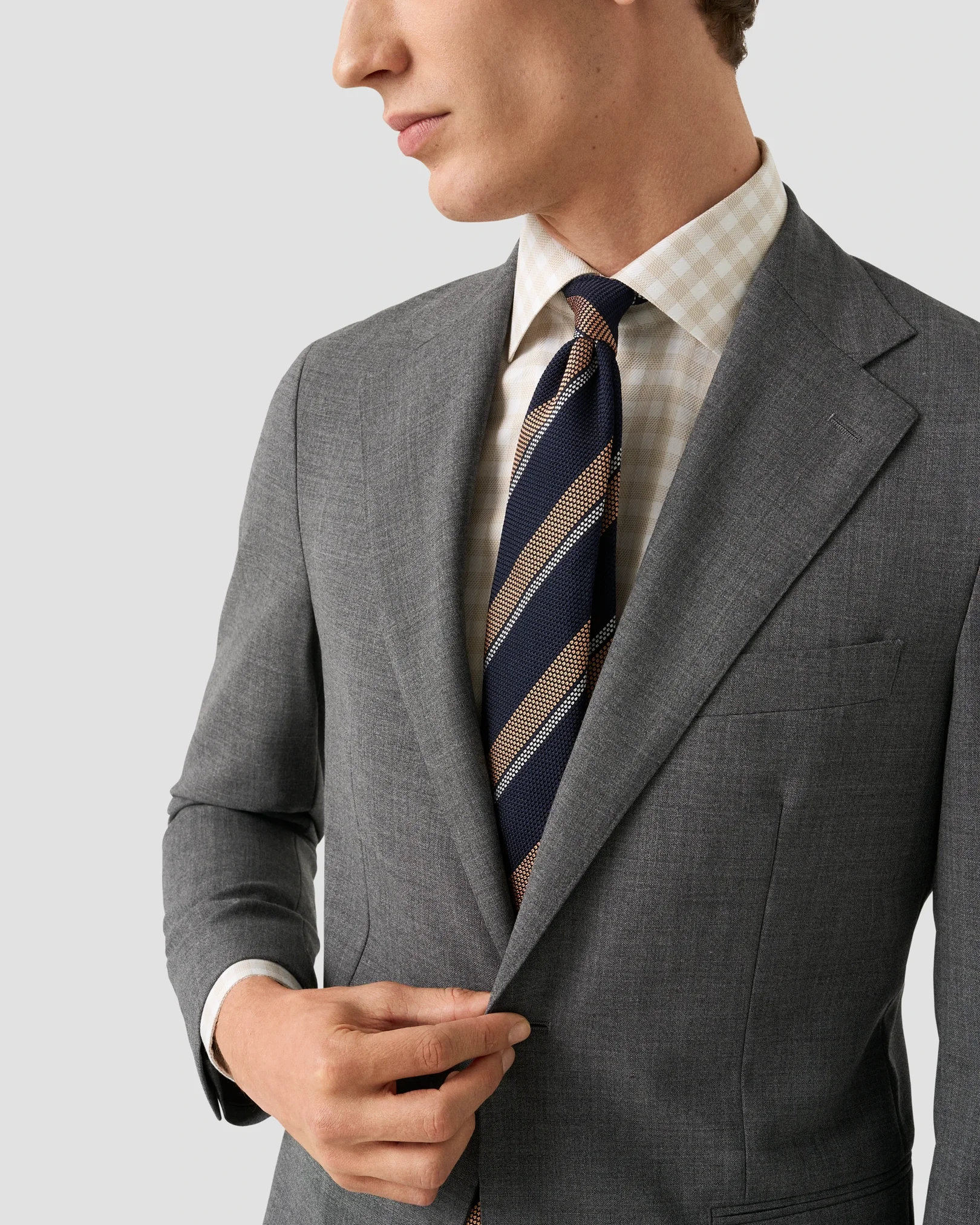 Eton - beige check signature twill shirt