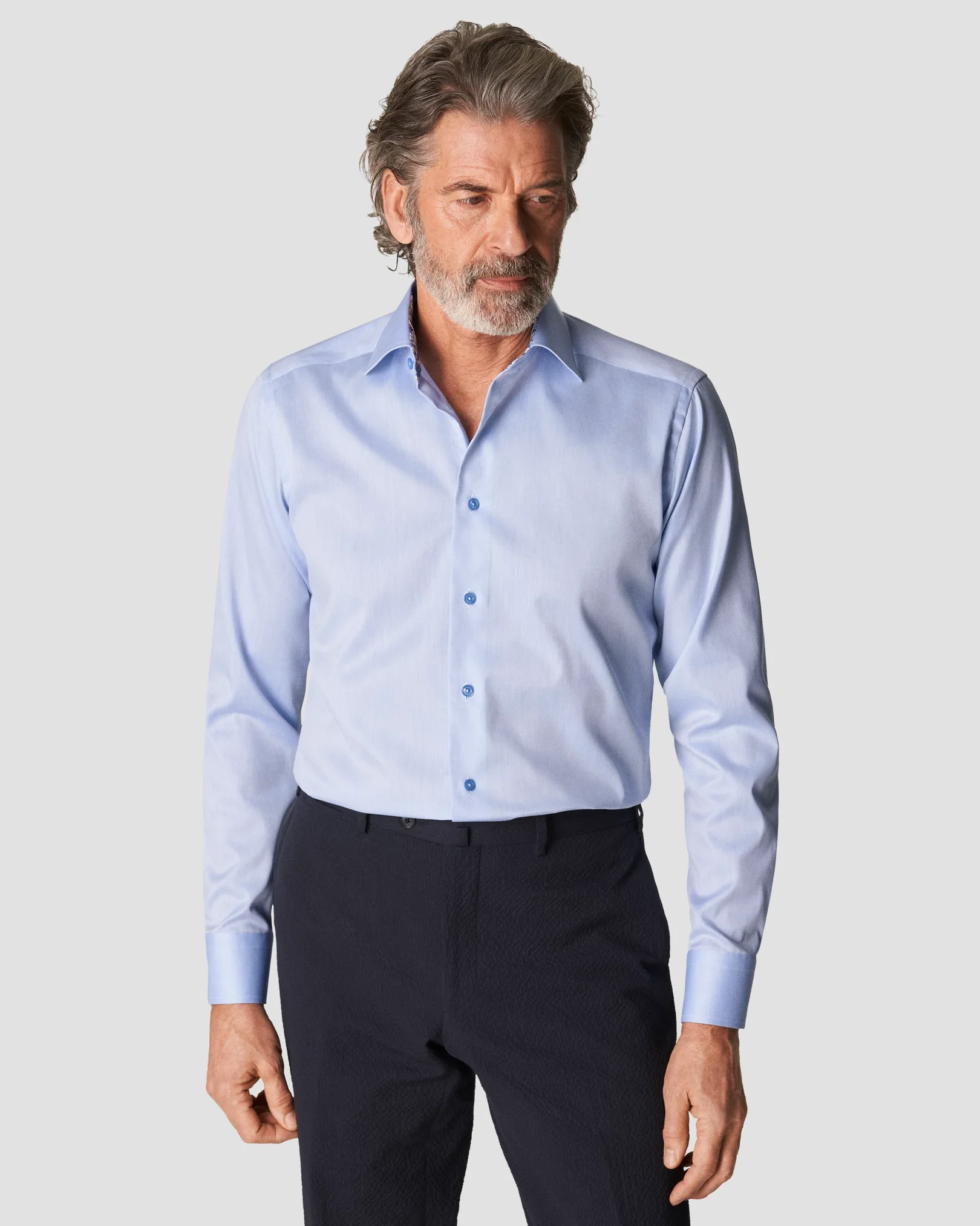 Eton - light blue signature twill floral details