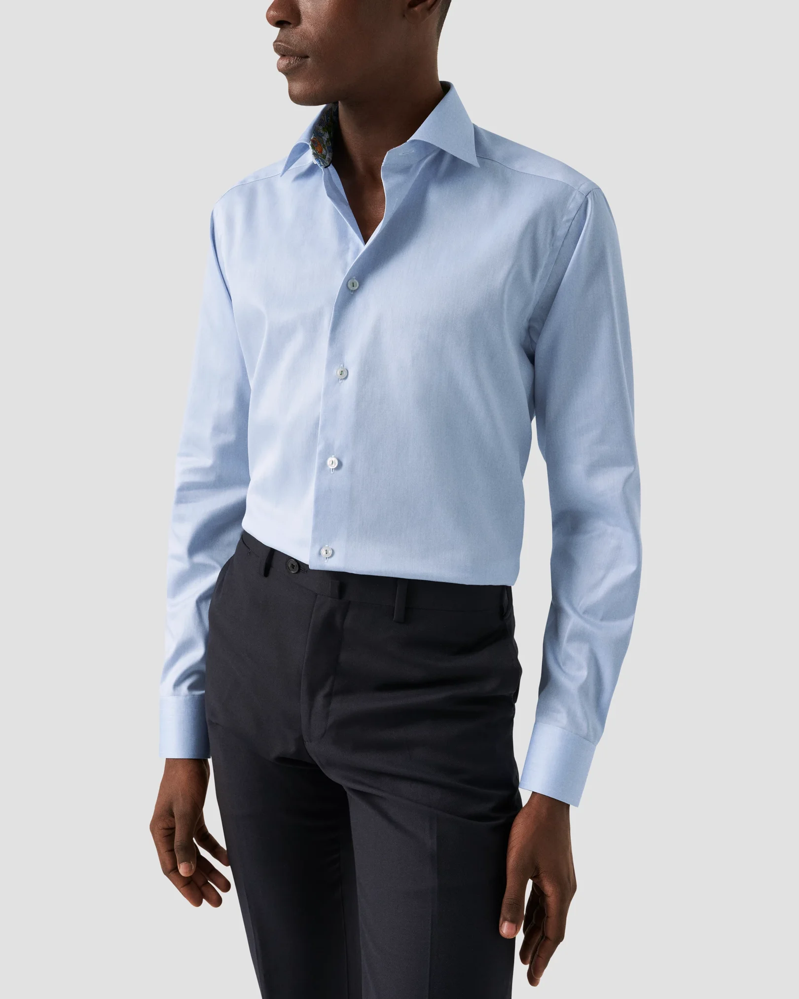 Eton - floral detailed twill shirt