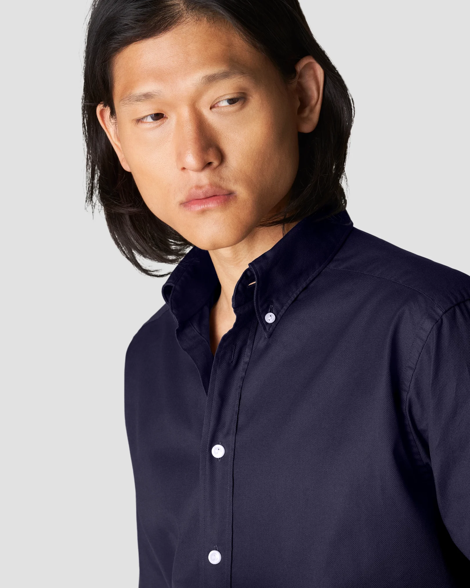 Eton - navy blue royal oxford tencel button down