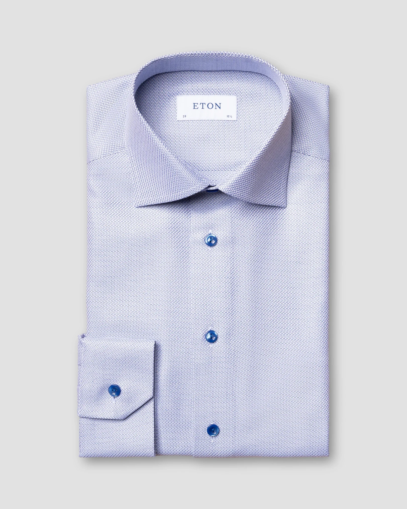 Eton - navy zic zac king twill shirt